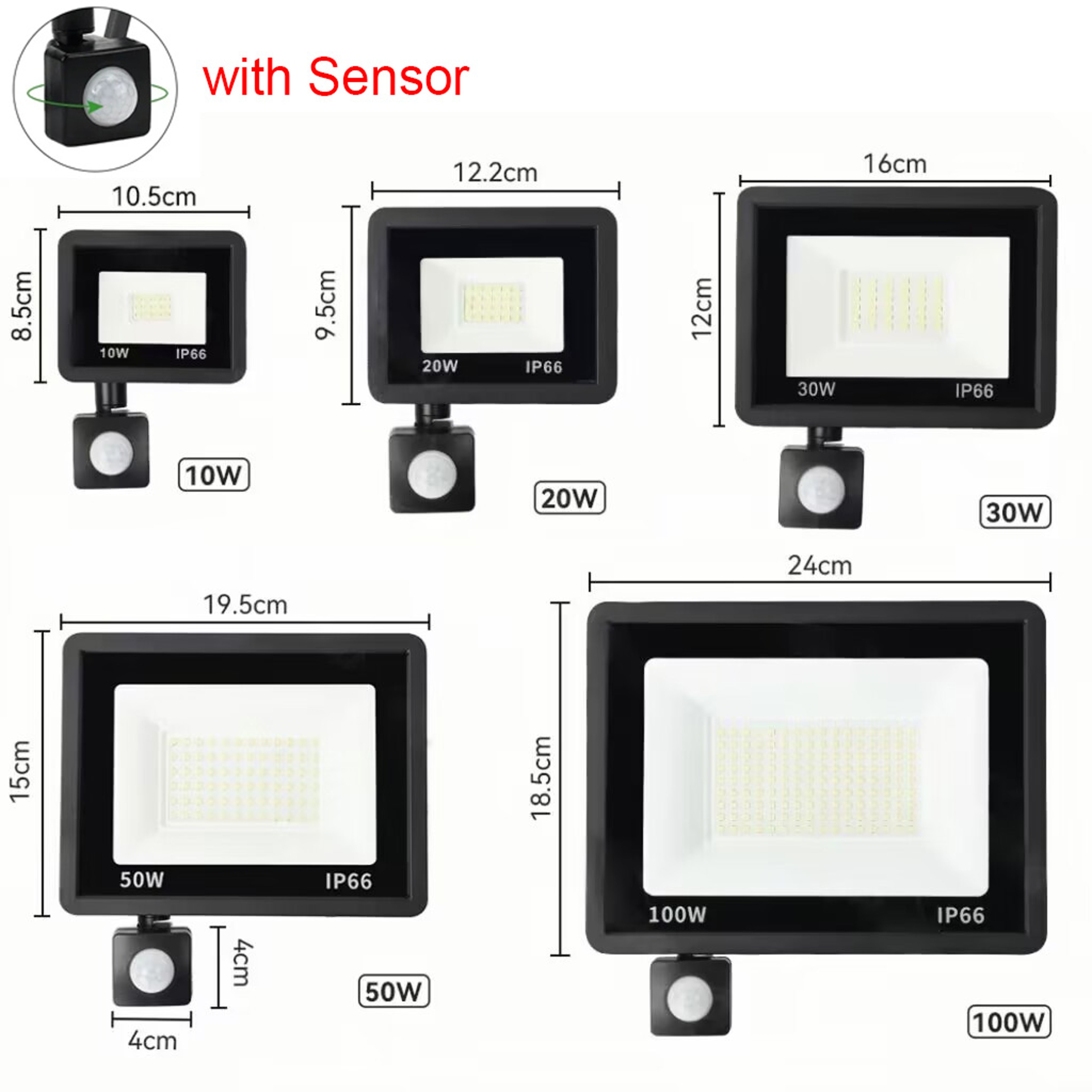 LED Floodlight With PIR Motion Sensor Waterproof Outdoor Spotlight For Garden And Street Lighting 6