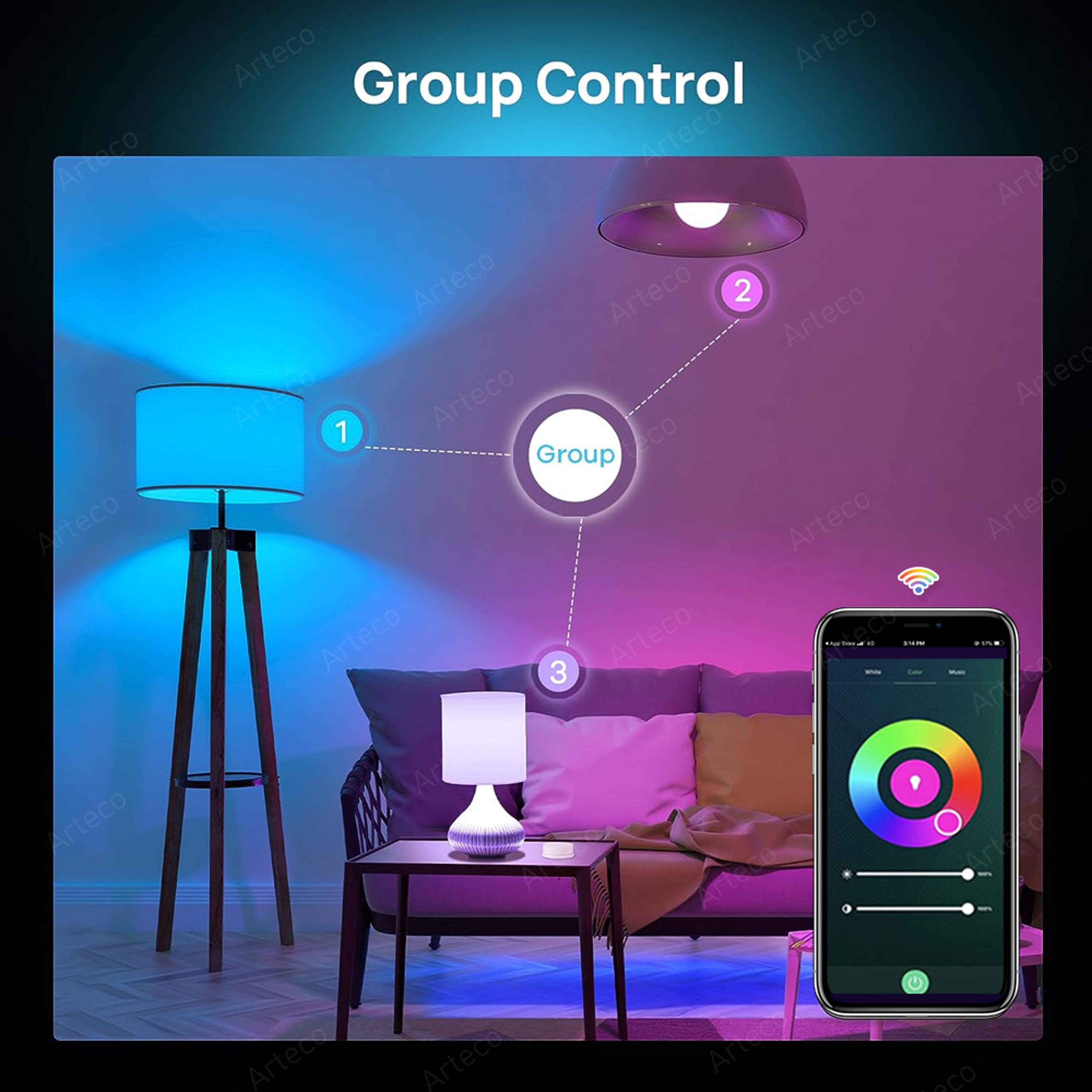 Smart WiFi LED Bulb RGB Light Bulb Compatible With Amazon Alexa  Google Home 3