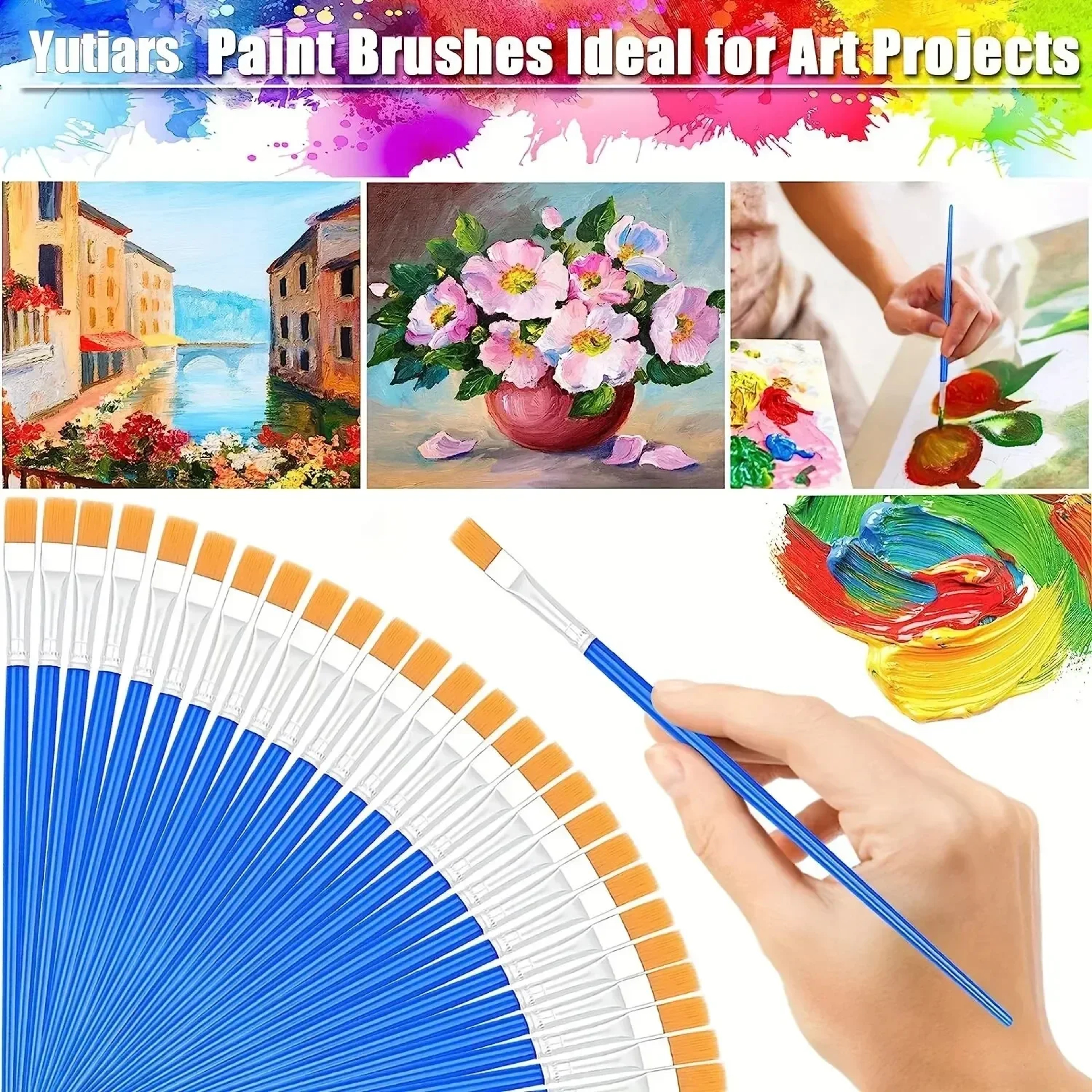 Kids Acrylic Paint Brushes Set Flat Round  Pointed Brush For Crafting Watercolor And Oil Painting 4