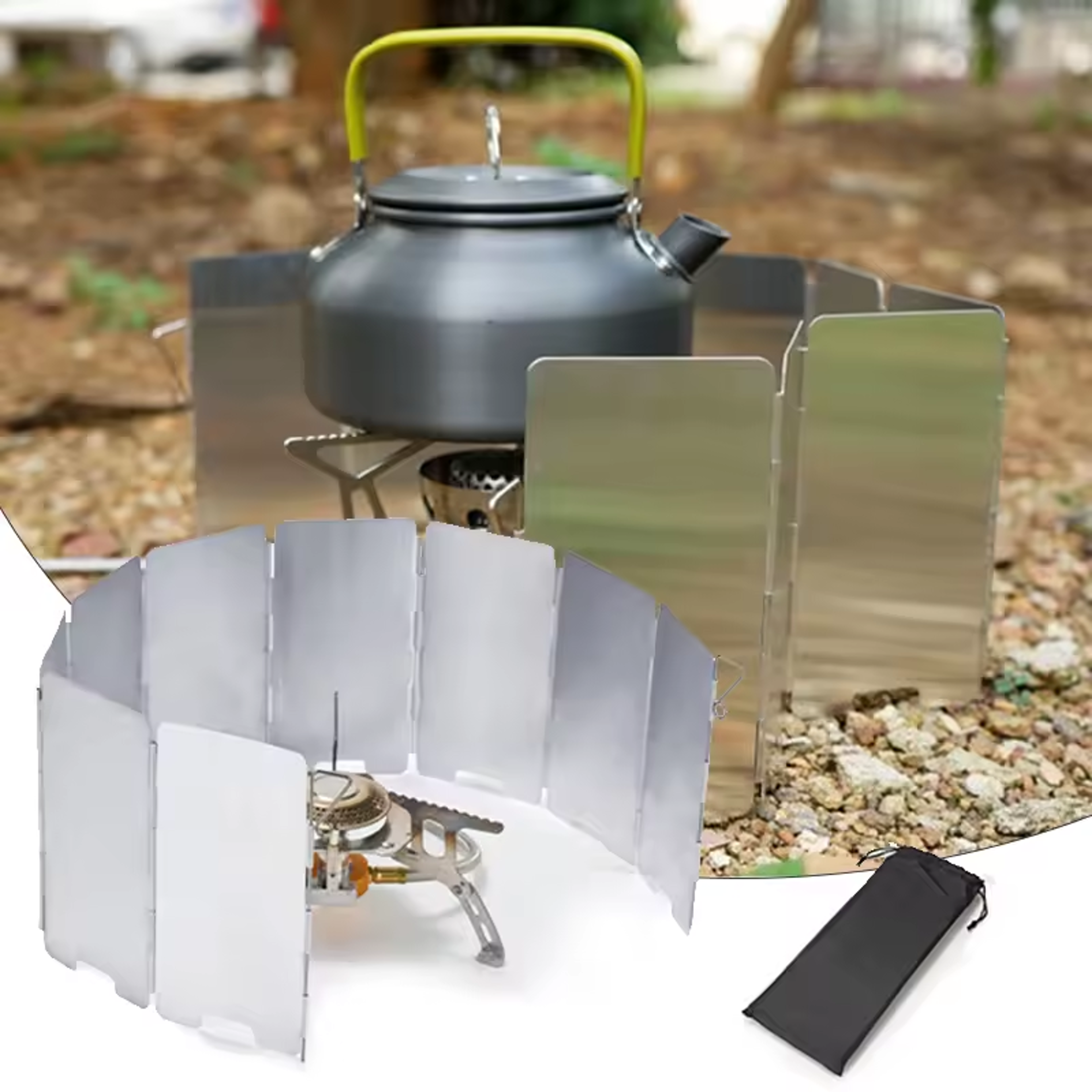Outdoor Stove Wind Shield Foldable Plates Camping Windscreen For Gas Cookers Stove Equipment Access 0