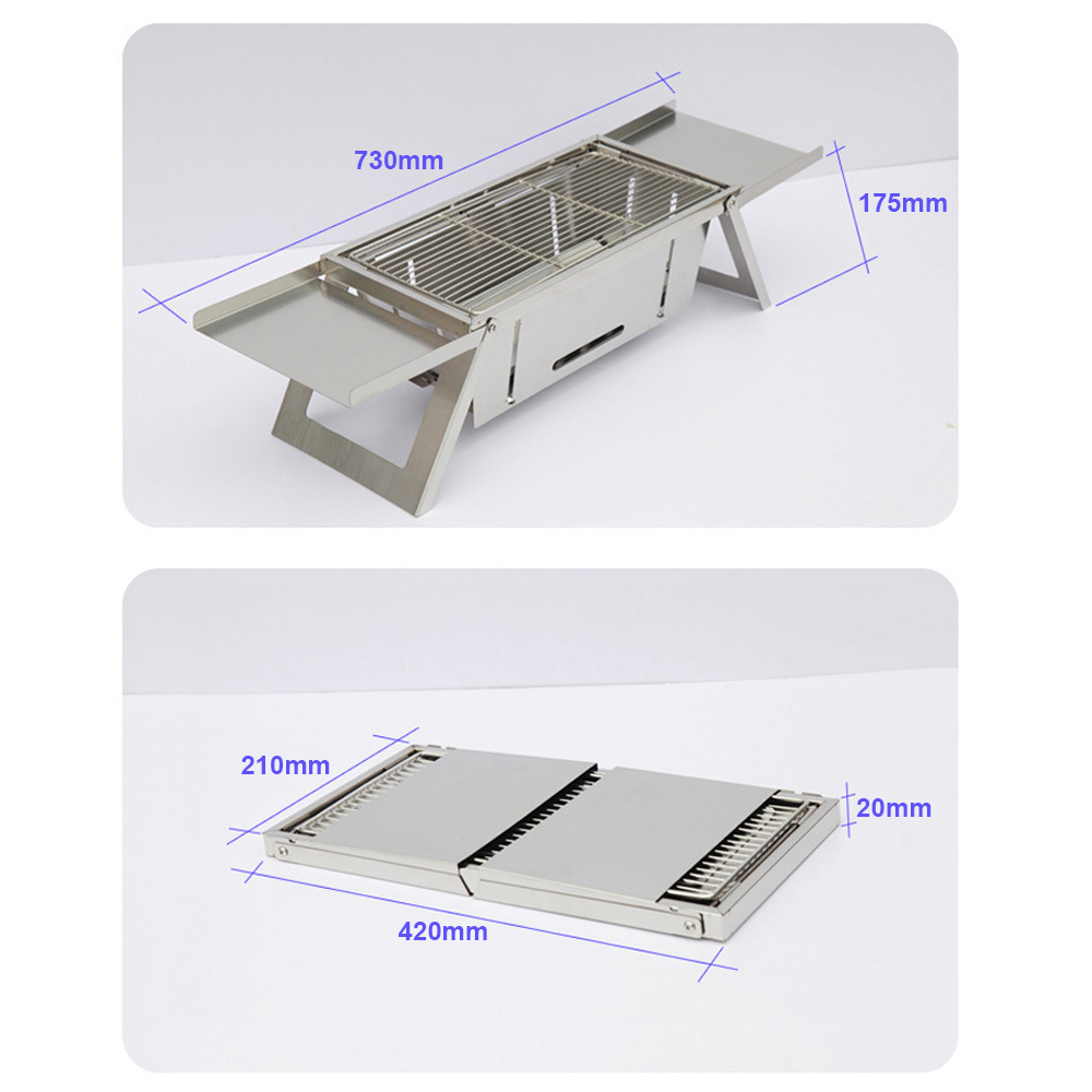 Portable Camping BBQ Grill With Adjustable Height Folding Stainless Steel Charcoal Stove  Carry Bag 3