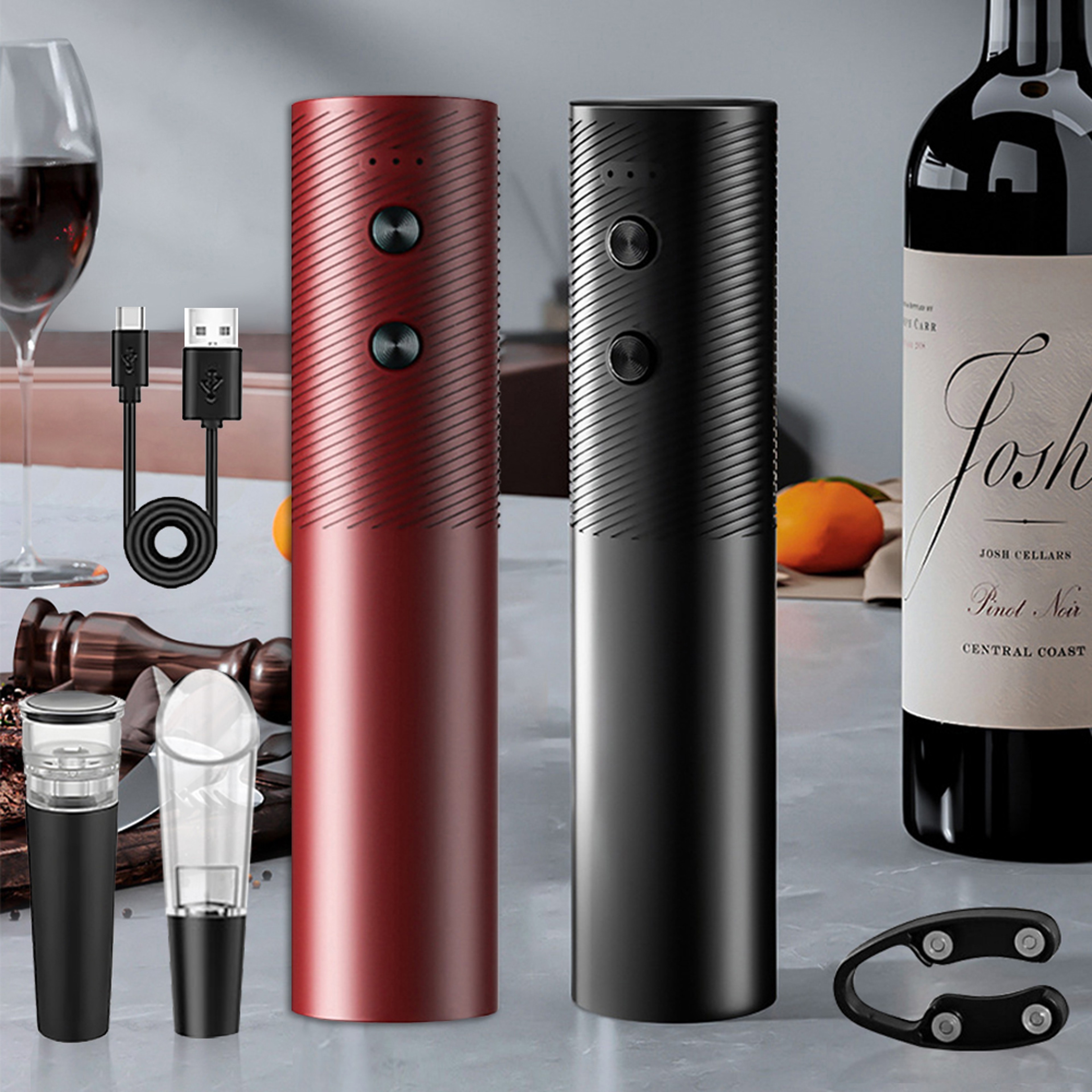 Rechargeable Electric Wine Bottle Opener Set Automatic Red Wine Corkscrew USB Charging Wine Opener  4