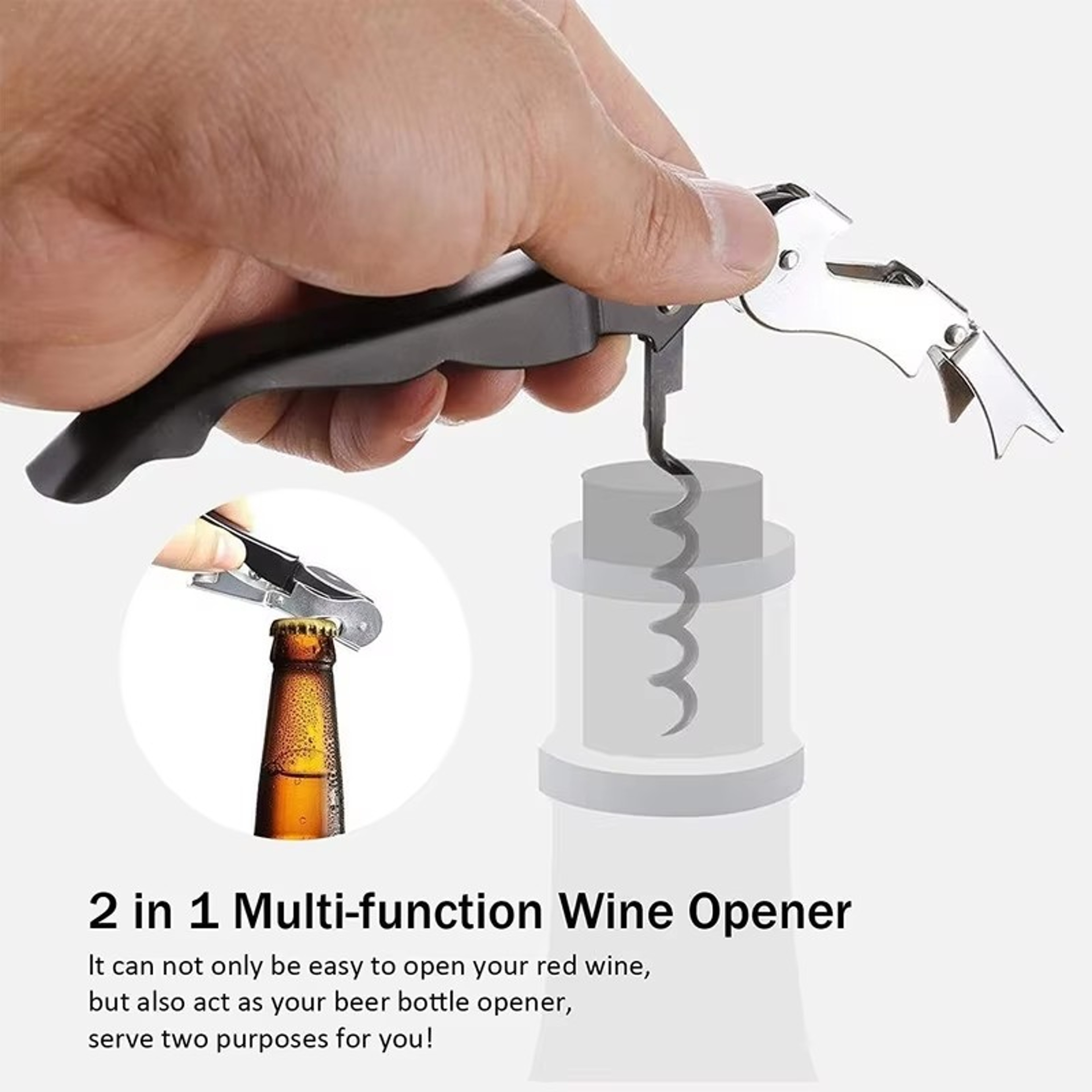 Elegant Wine Opener Gift Set Stainless Steel Bottle Opener Vacuum Stopper  Pourer Bar Tool 2