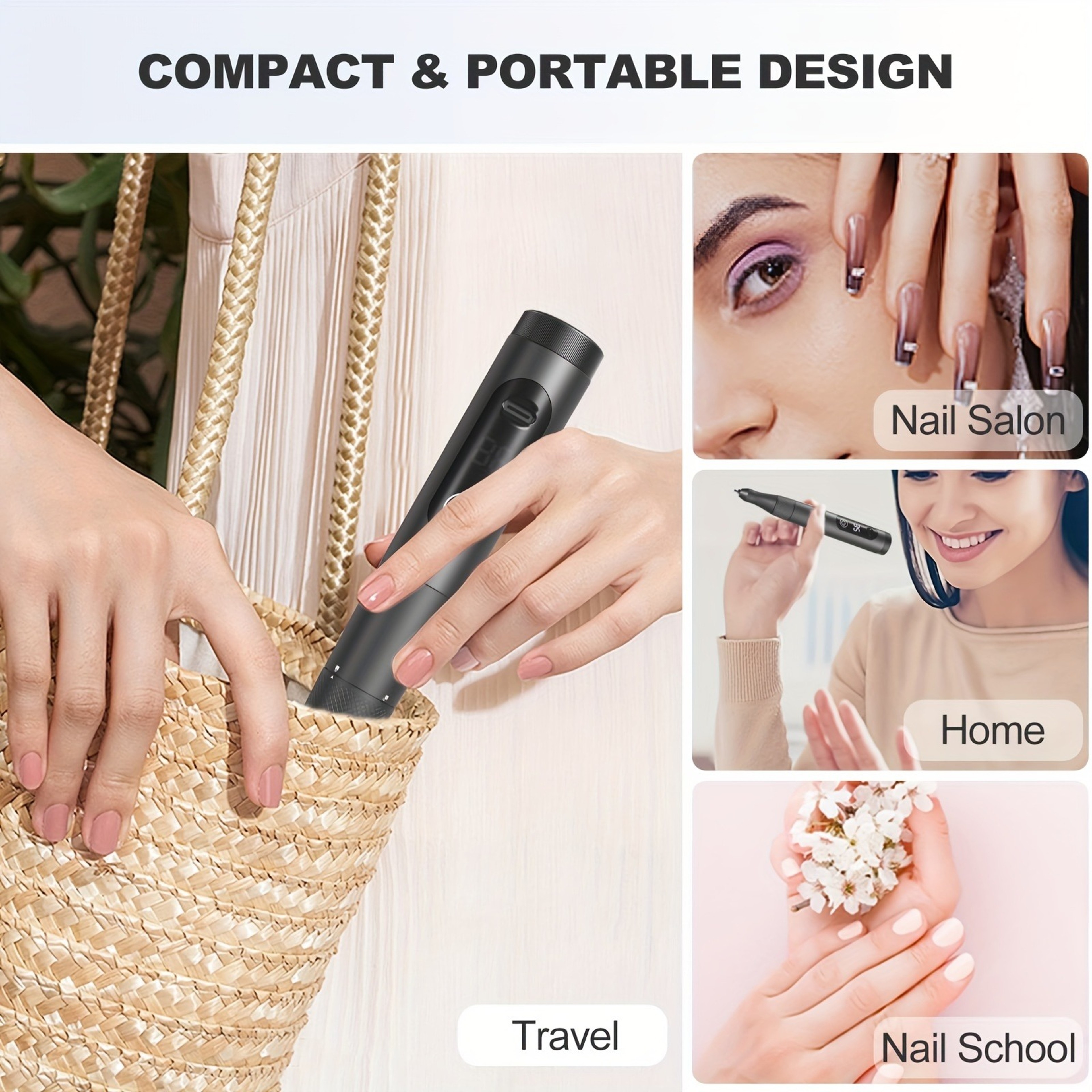 Electric Nail Drill Machine Rechargeable Cordless Nail File For Acrylic  Gel Nails 5