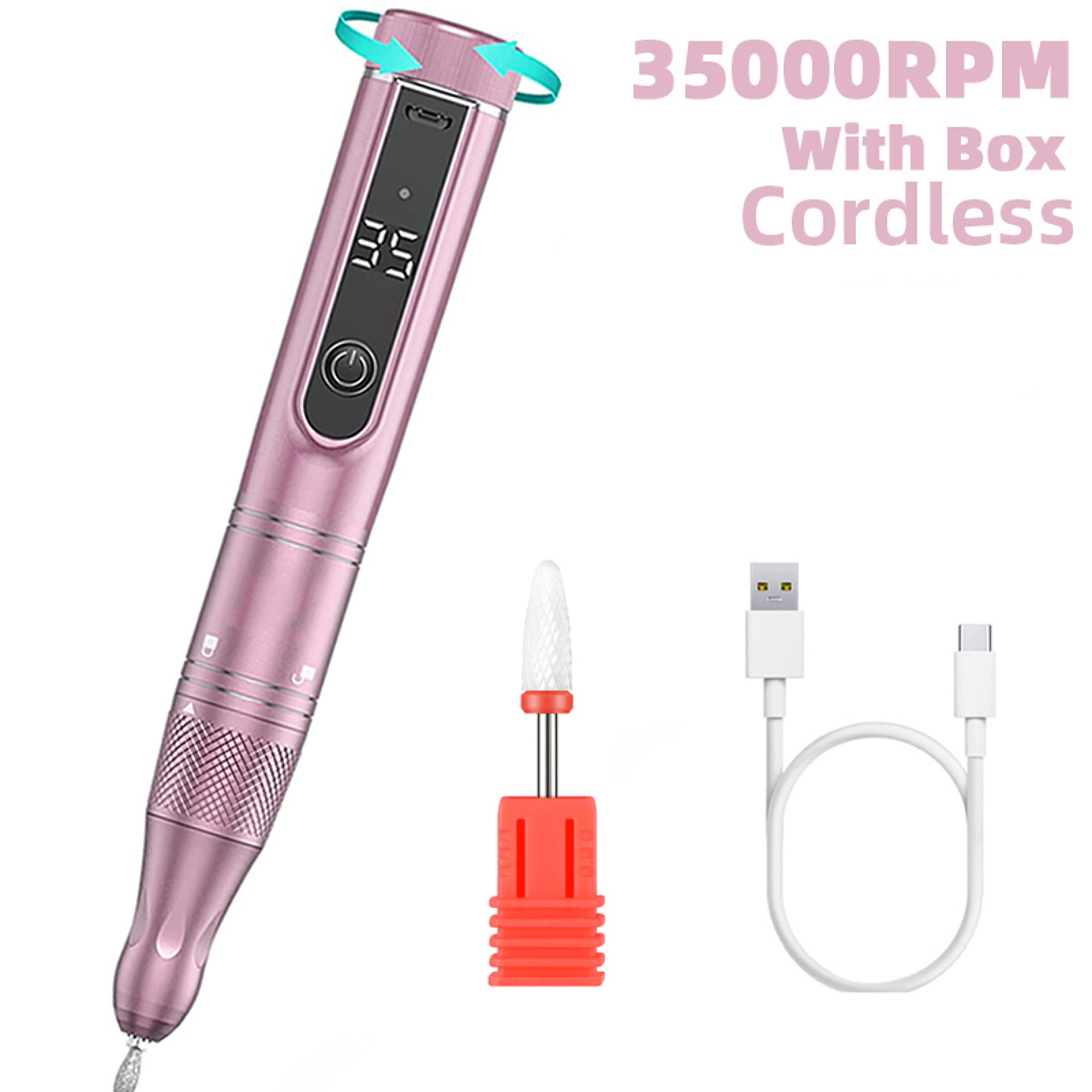 Electric Nail Drill Machine Rechargeable Cordless Nail File For Acrylic  Gel Nails 8