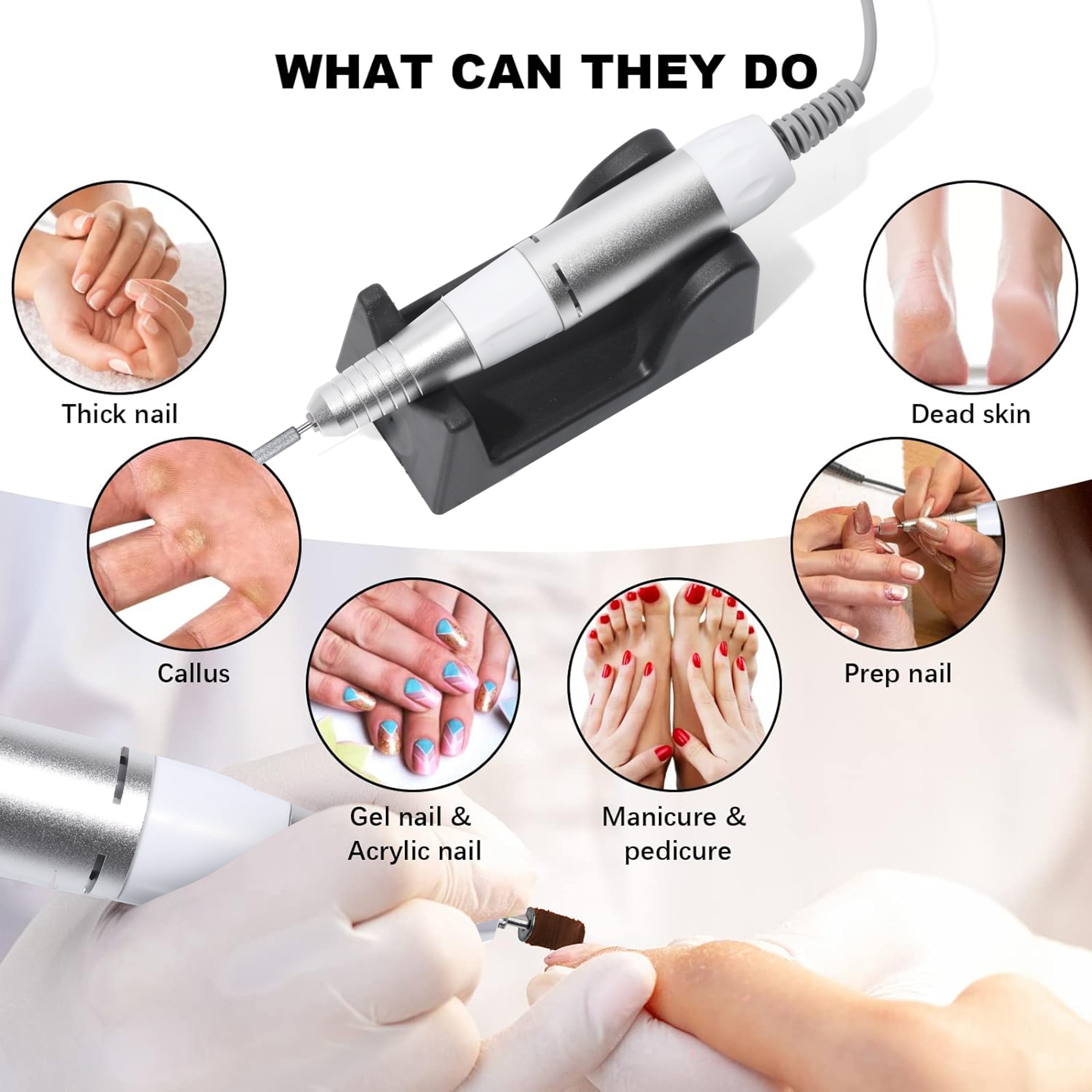 Professional Electric Nail Drill Kit SalonGrade Nail Gel Polisher  File 3