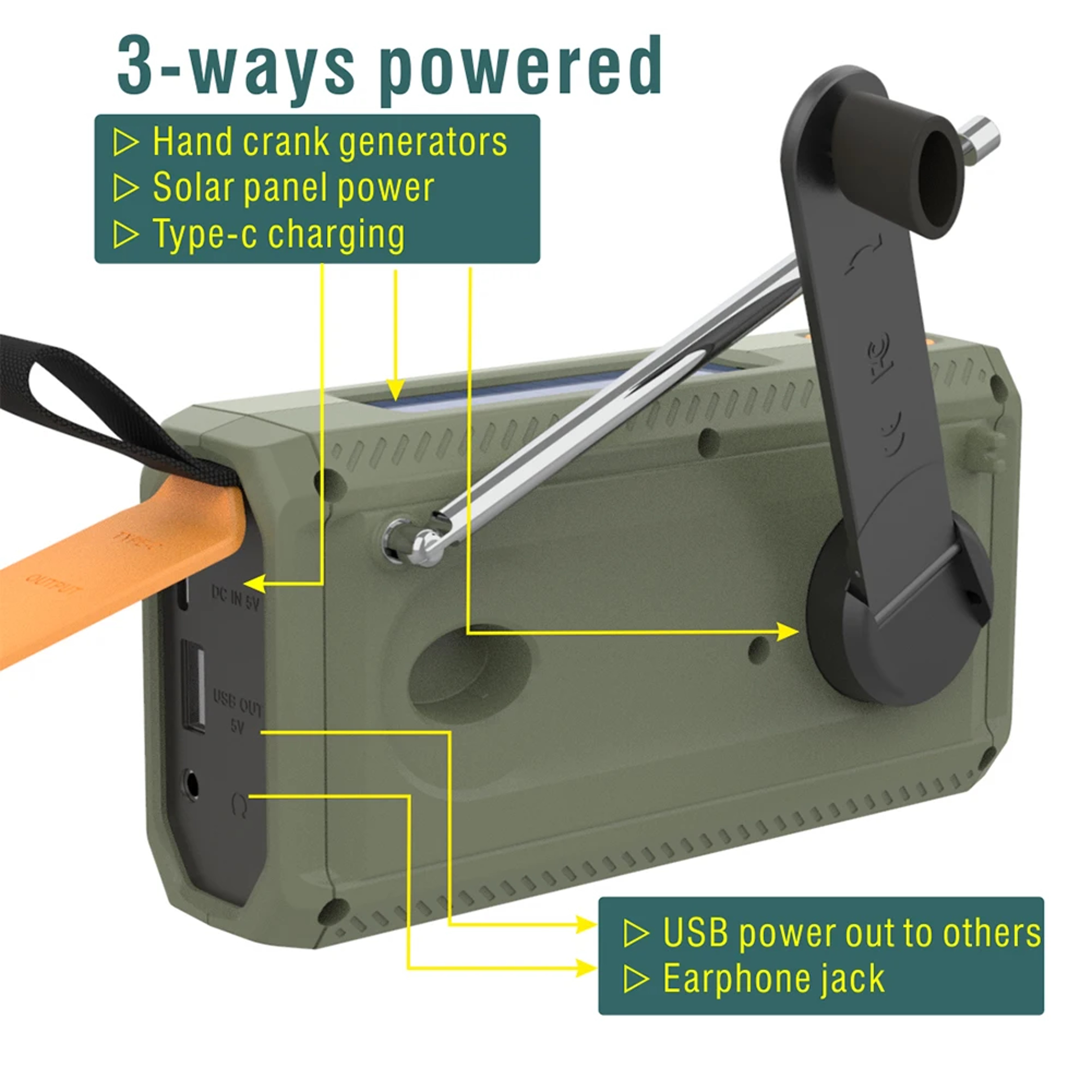 Emergency Solar Radio With Bluetooth Speaker Flashlight  Hand Crank Charger For Camping  Storm Safe 4