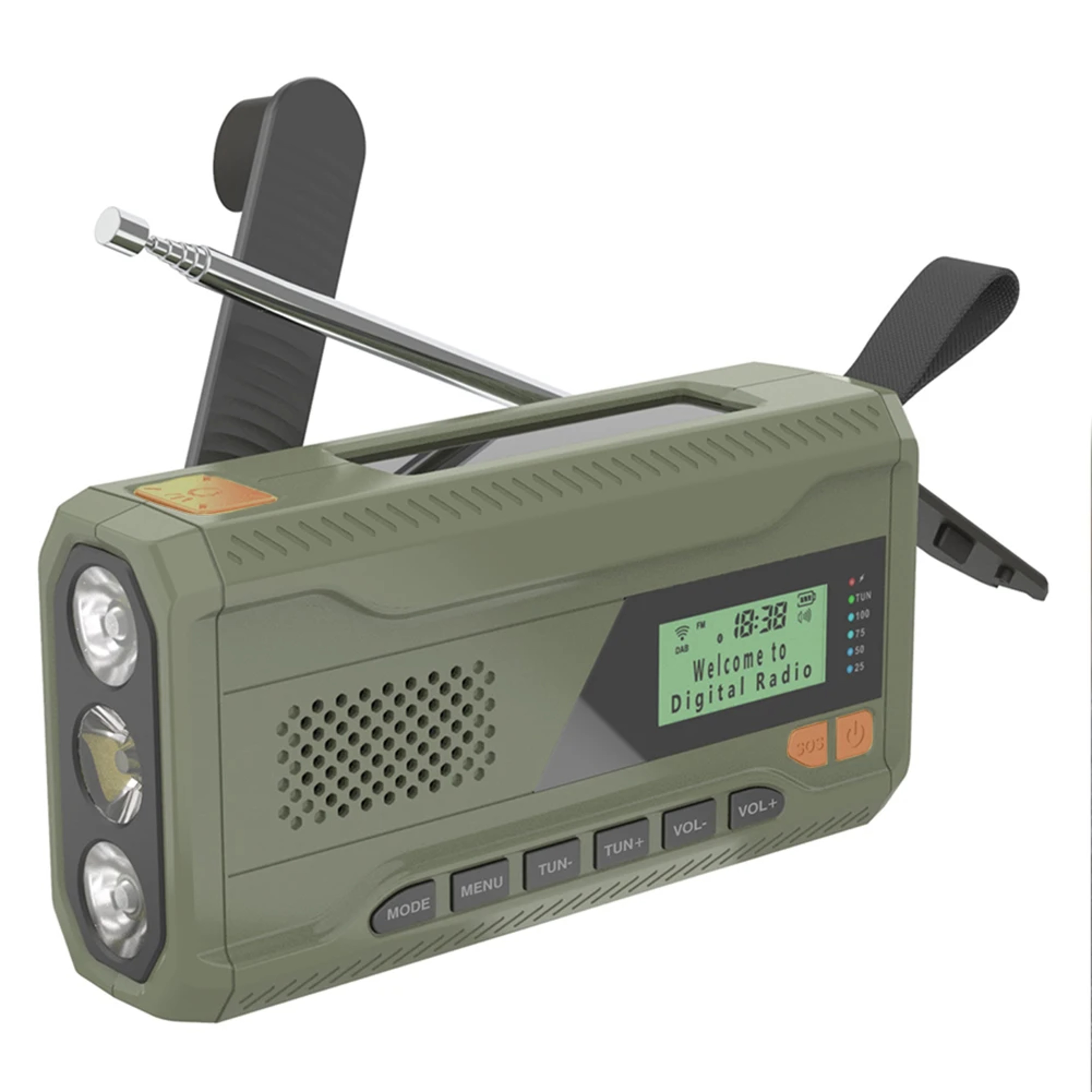 Emergency Solar Radio With Bluetooth Speaker Flashlight  Hand Crank Charger For Camping  Storm Safe 7