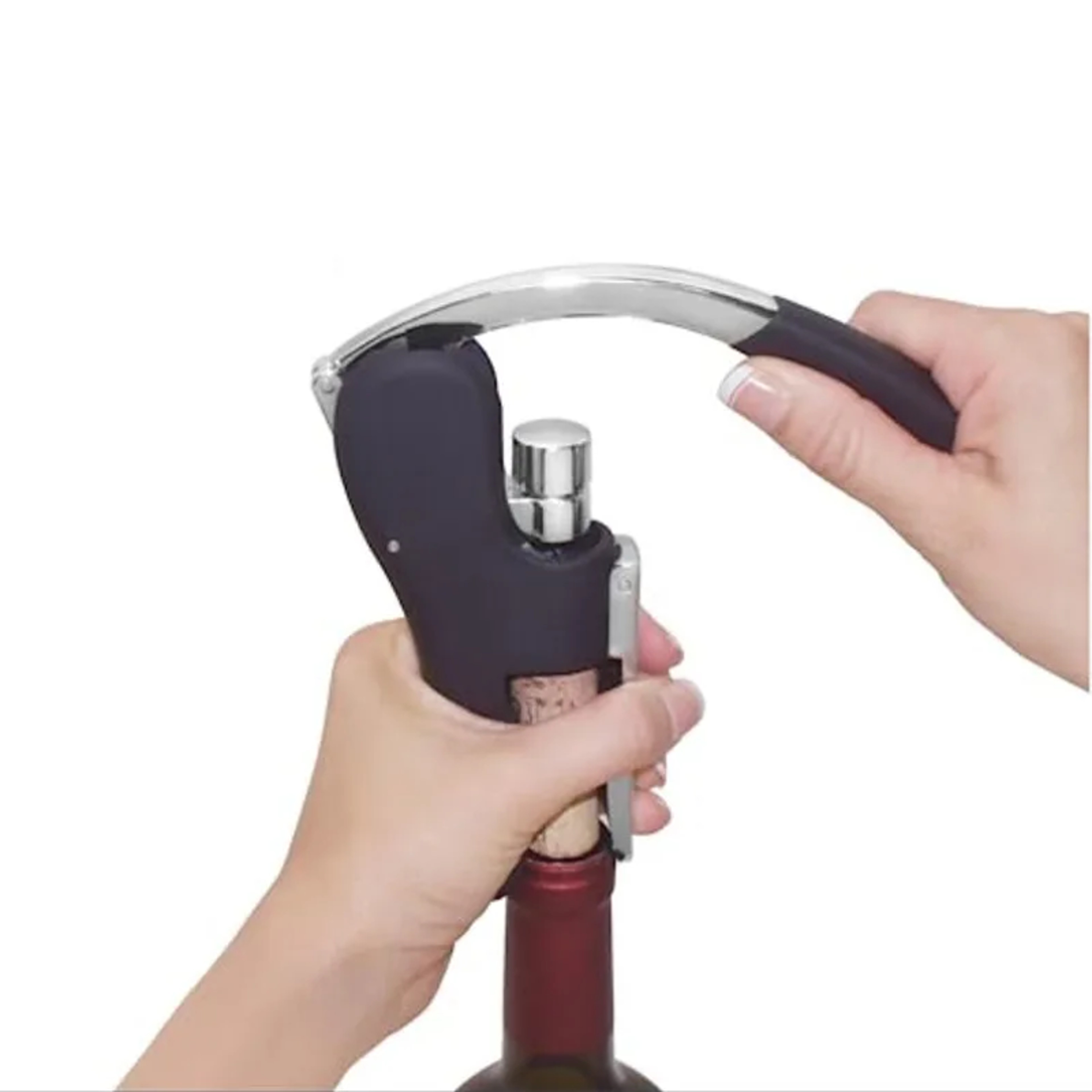 Premium Manual Wine Opener Corkscrew With Wooden Handle  Foil Cutter 2