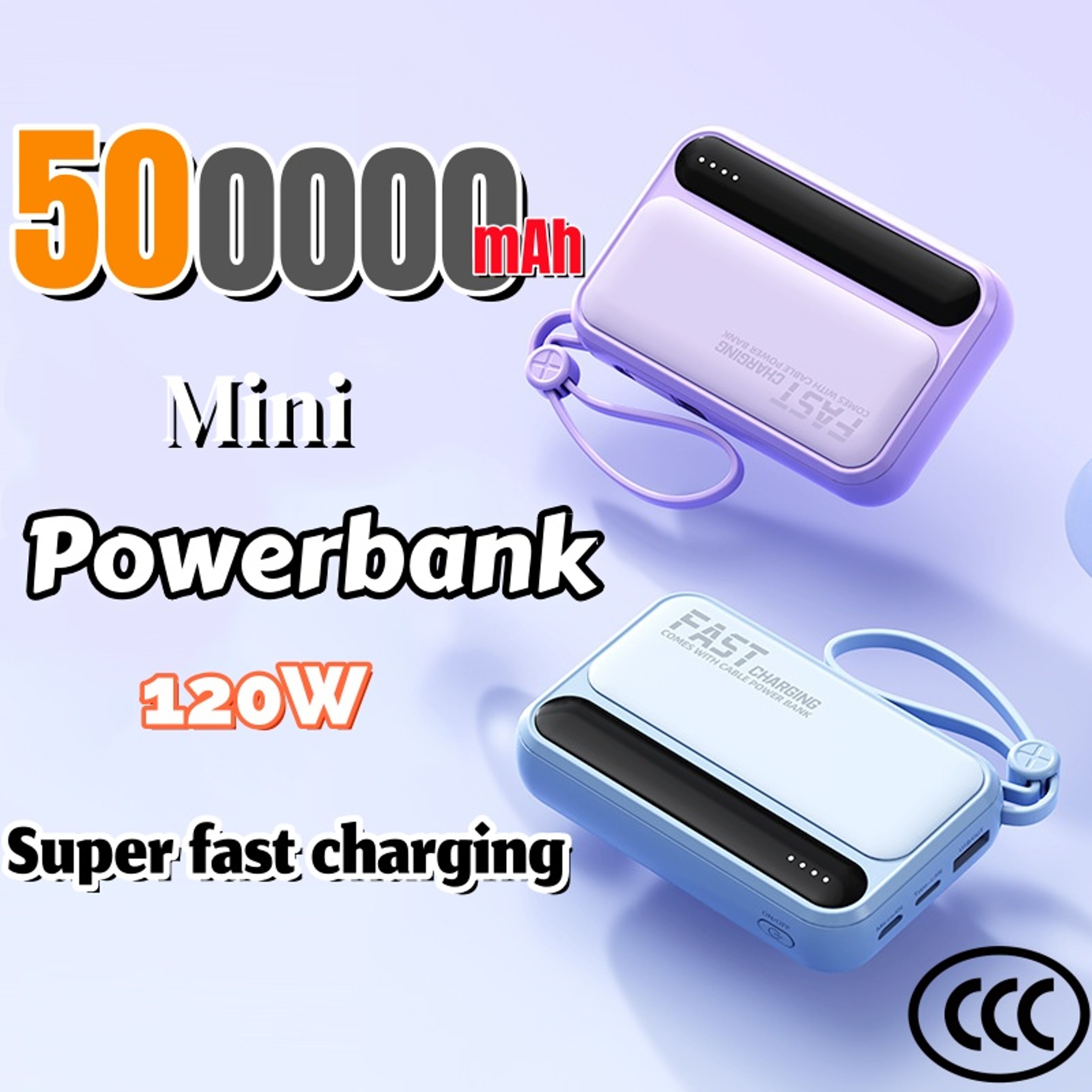 Ultimate Large Capacity Power Bank With Built In Cables  Digital Display Portable Charger 0