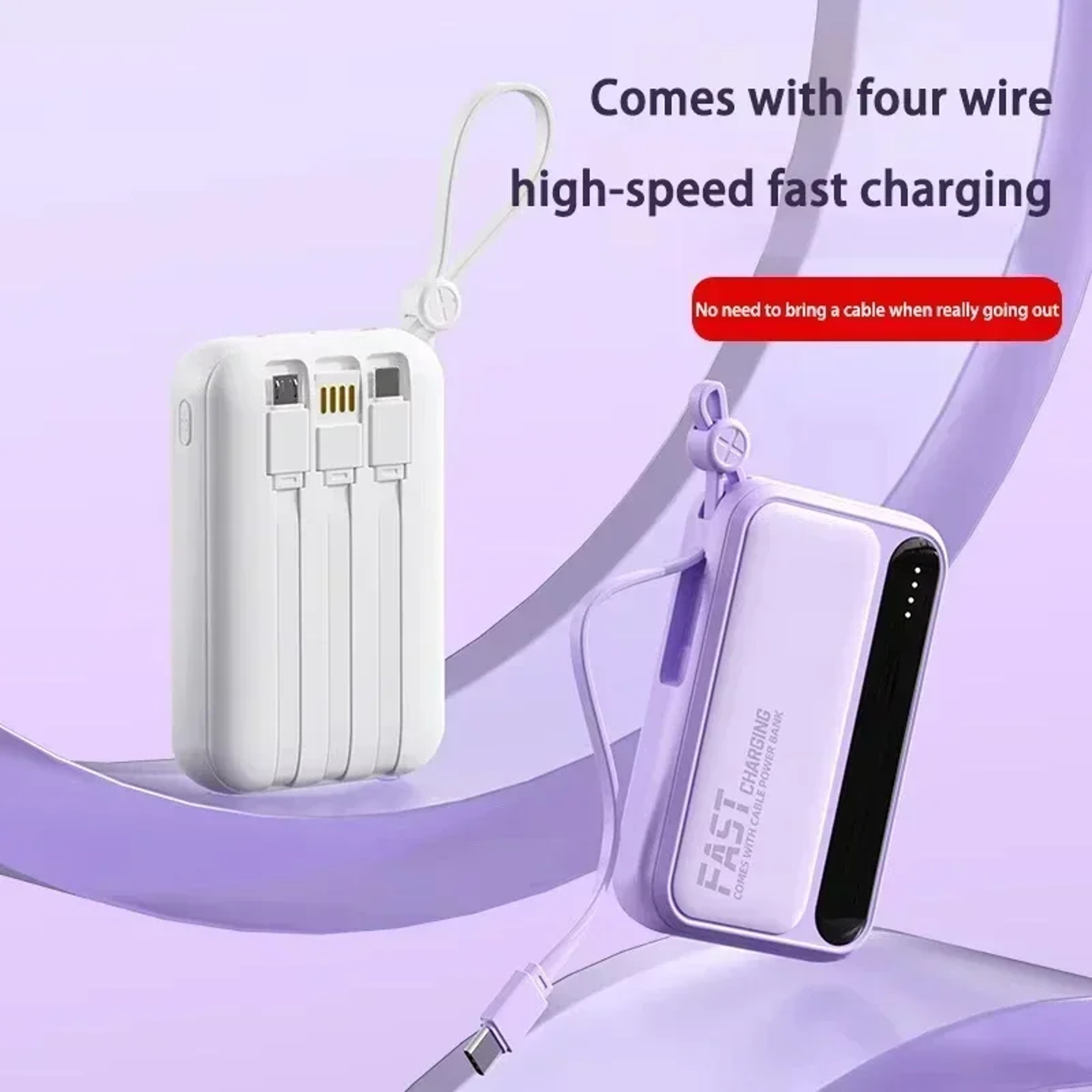 Ultimate Large Capacity Power Bank With Built In Cables  Digital Display Portable Charger 1