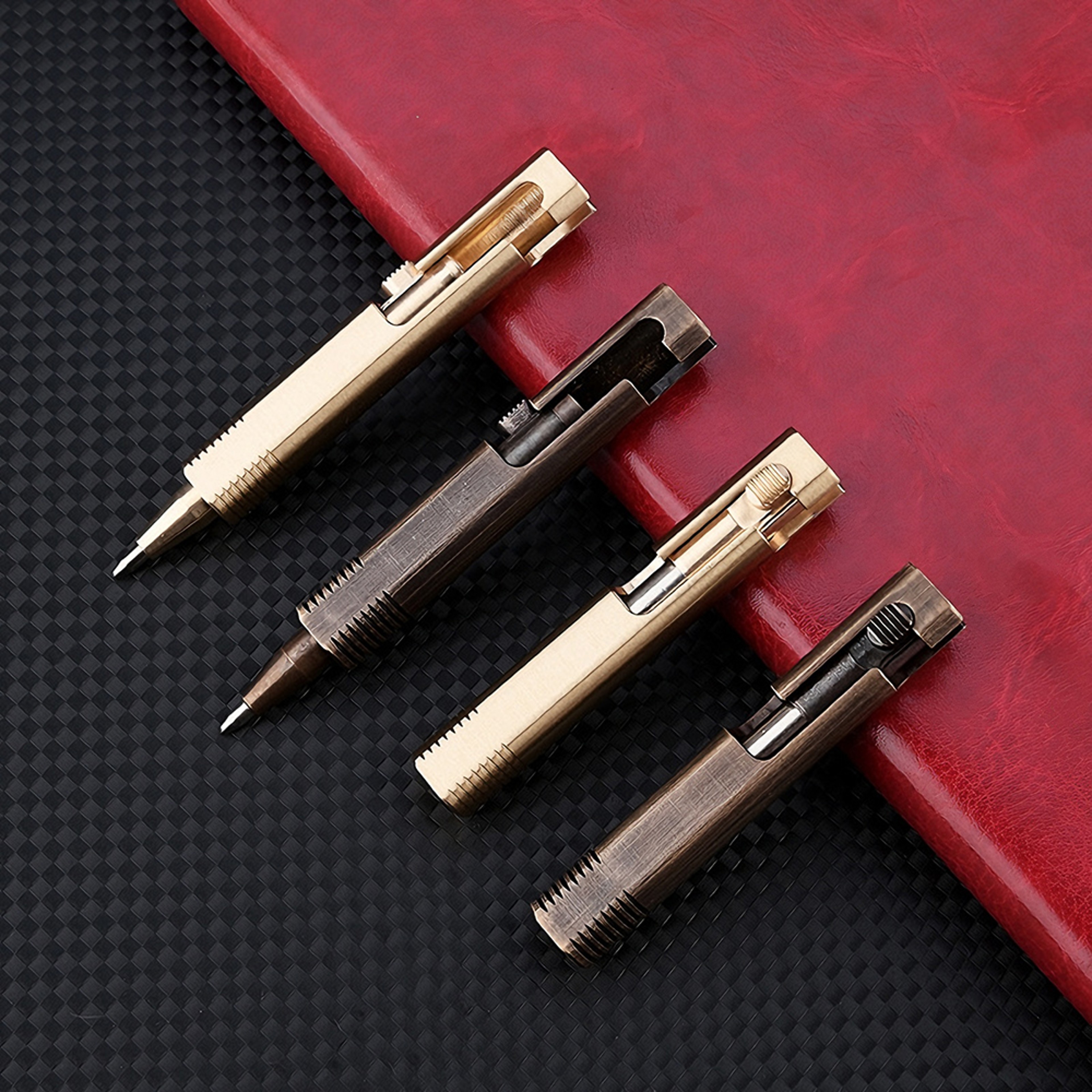 Premium Brass Bolt Action EDC Pocket Pen Mini Tactical Ballpoint Writing Tool 0