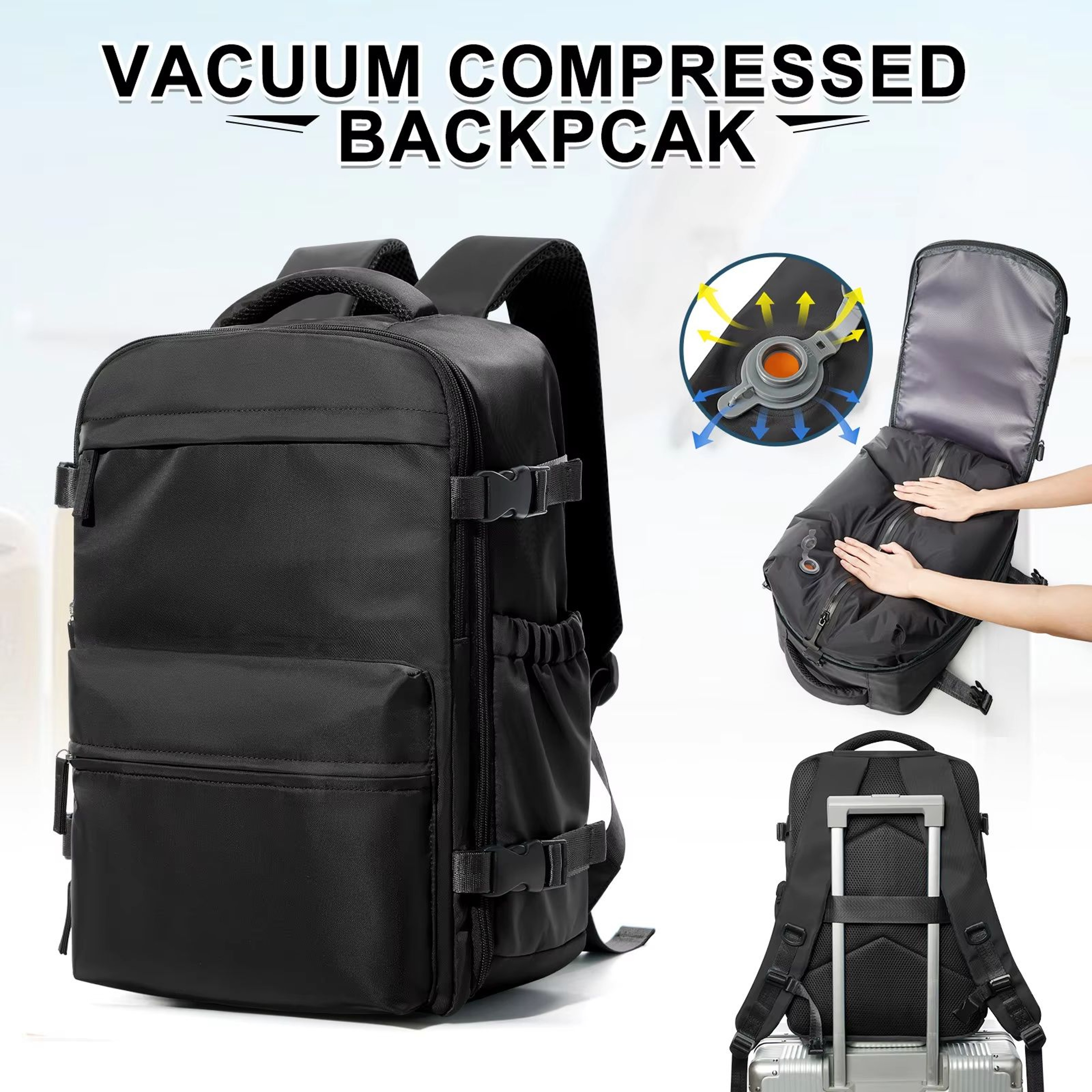 Ultimate Expandable Travel  Laptop Vacuum Compression Backpack 6