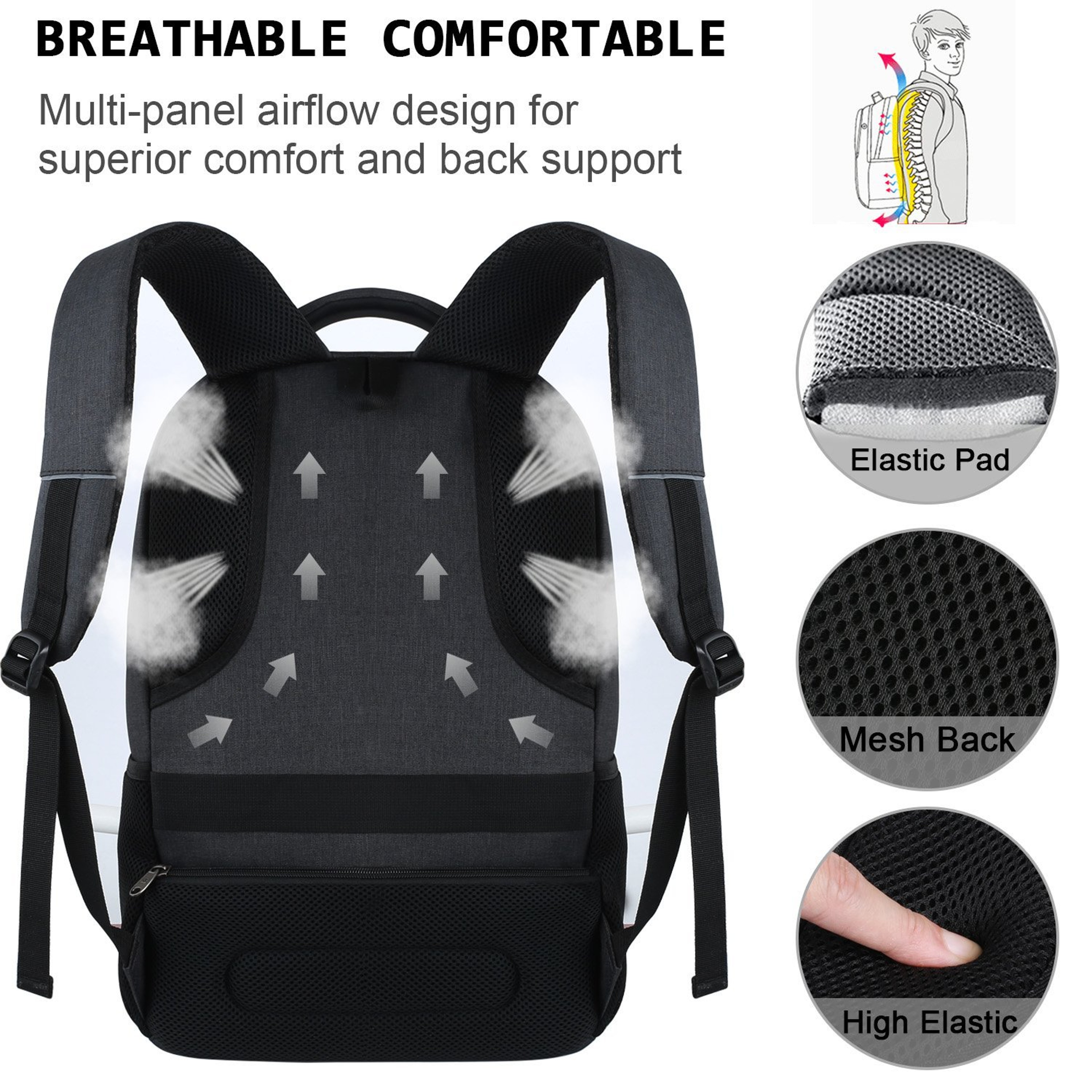 Ergonomic Mens Travel  Camera Backpack Large Waterproof Laptop Bag 1