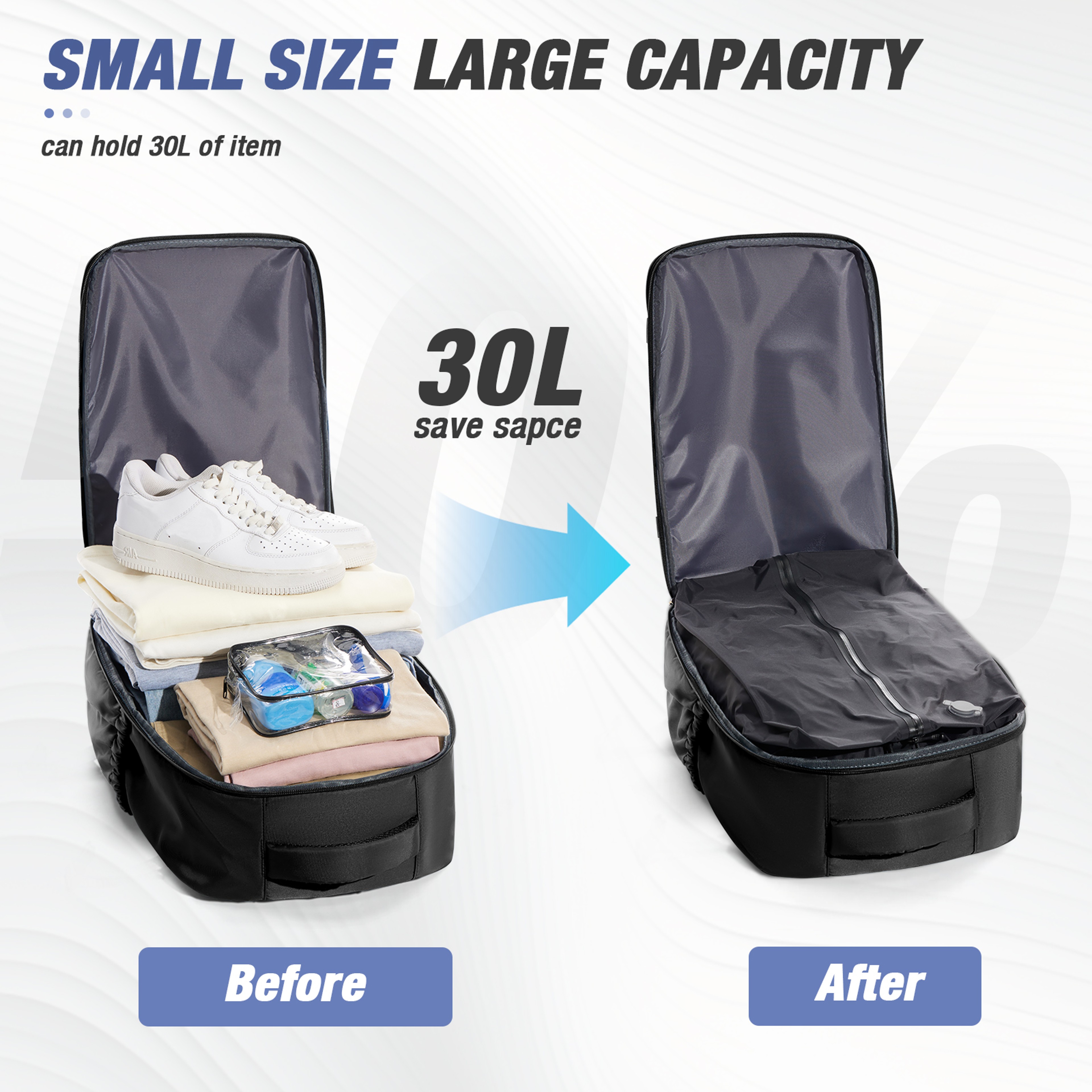 Vacuum Compression Travel Backpack Laptop Carry On Expandable Cabin Bag 3