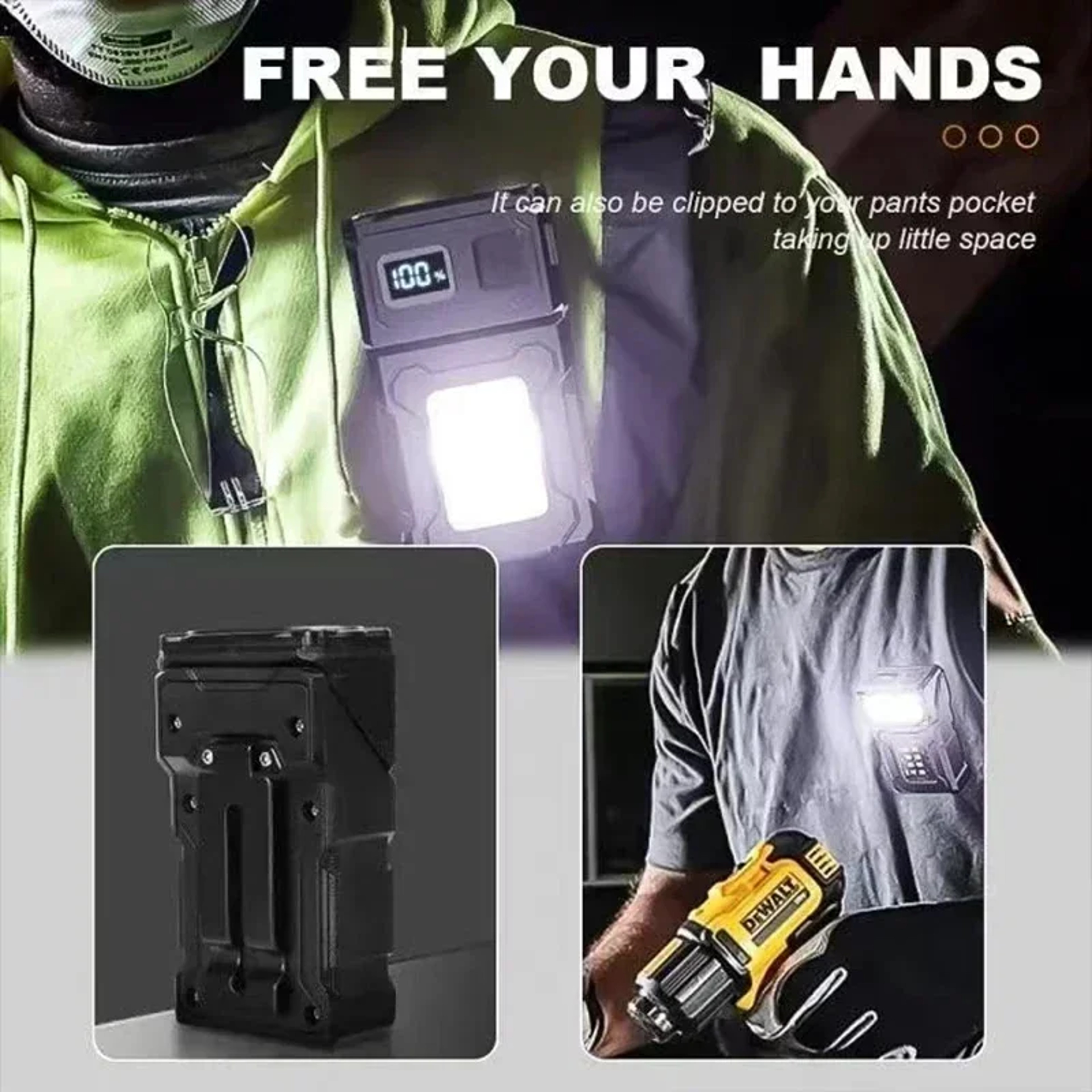 USB Rechargeable Mini LED Flashlight With Magnetic Tail  COB Emergency Light 5