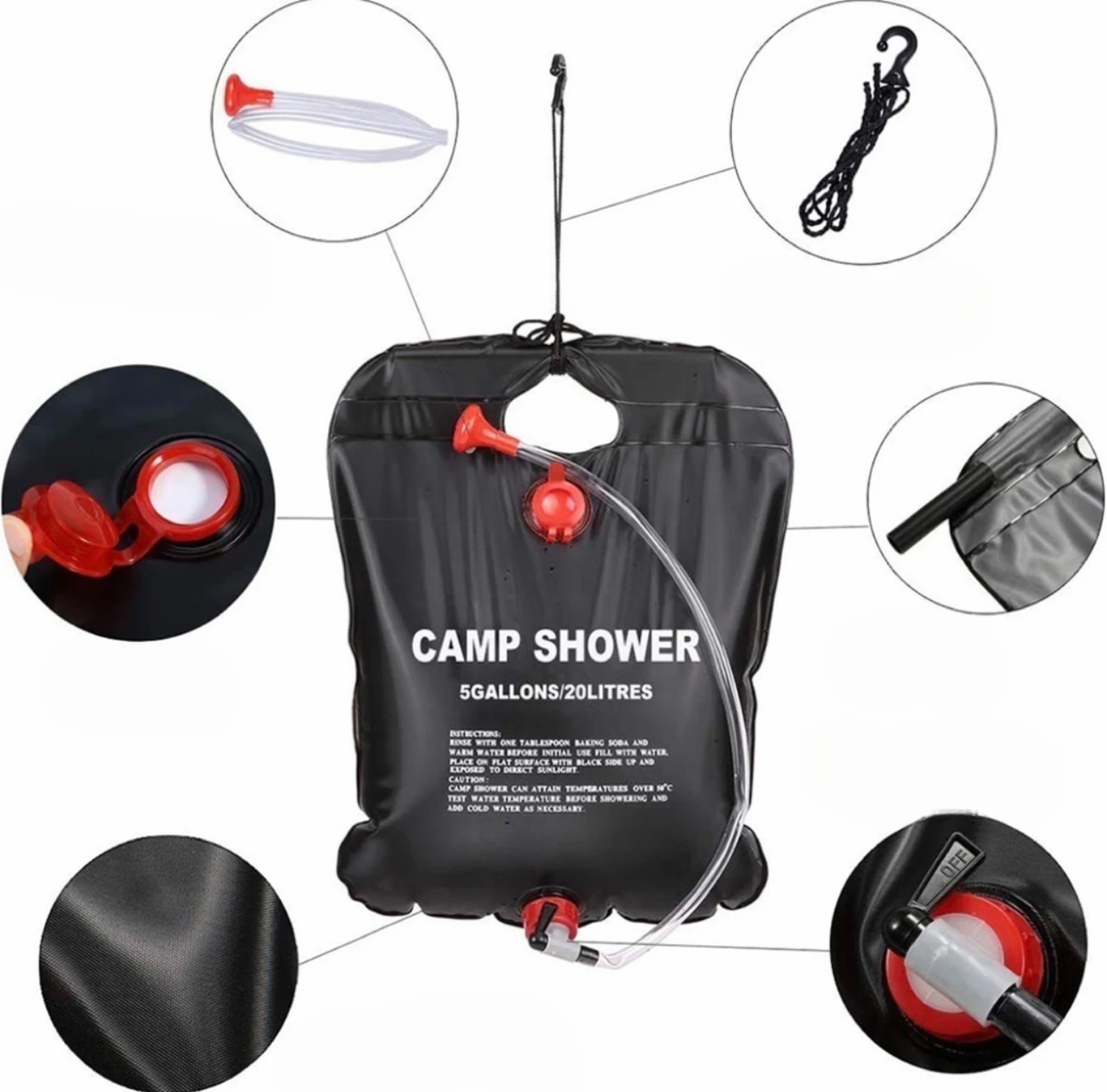 Solar Heated Outdoor Shower Bag Portable Water Heater For Camping  Travel 2