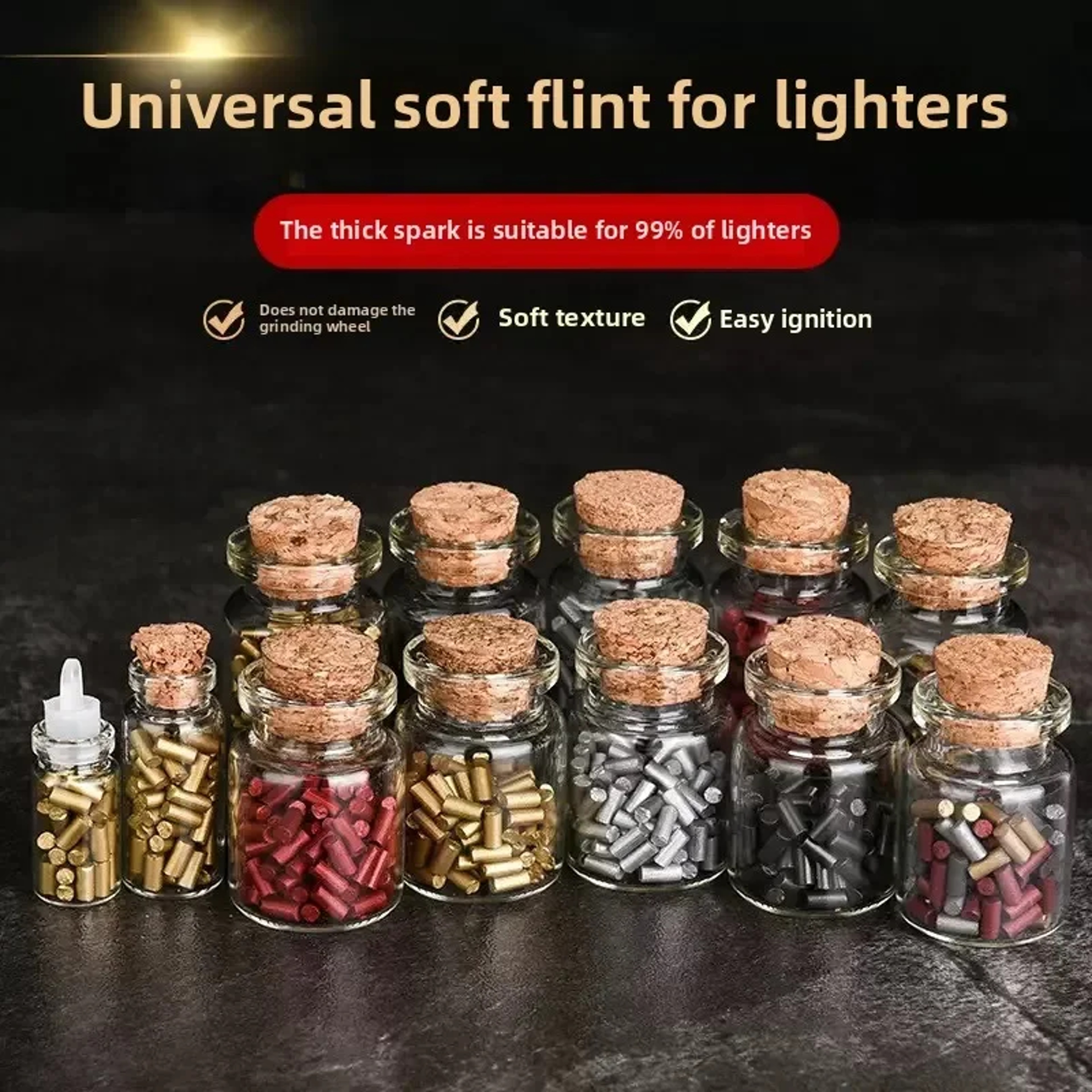 Gold Universal Gravel Flint Lighter Replacement Parts For Smokers 1