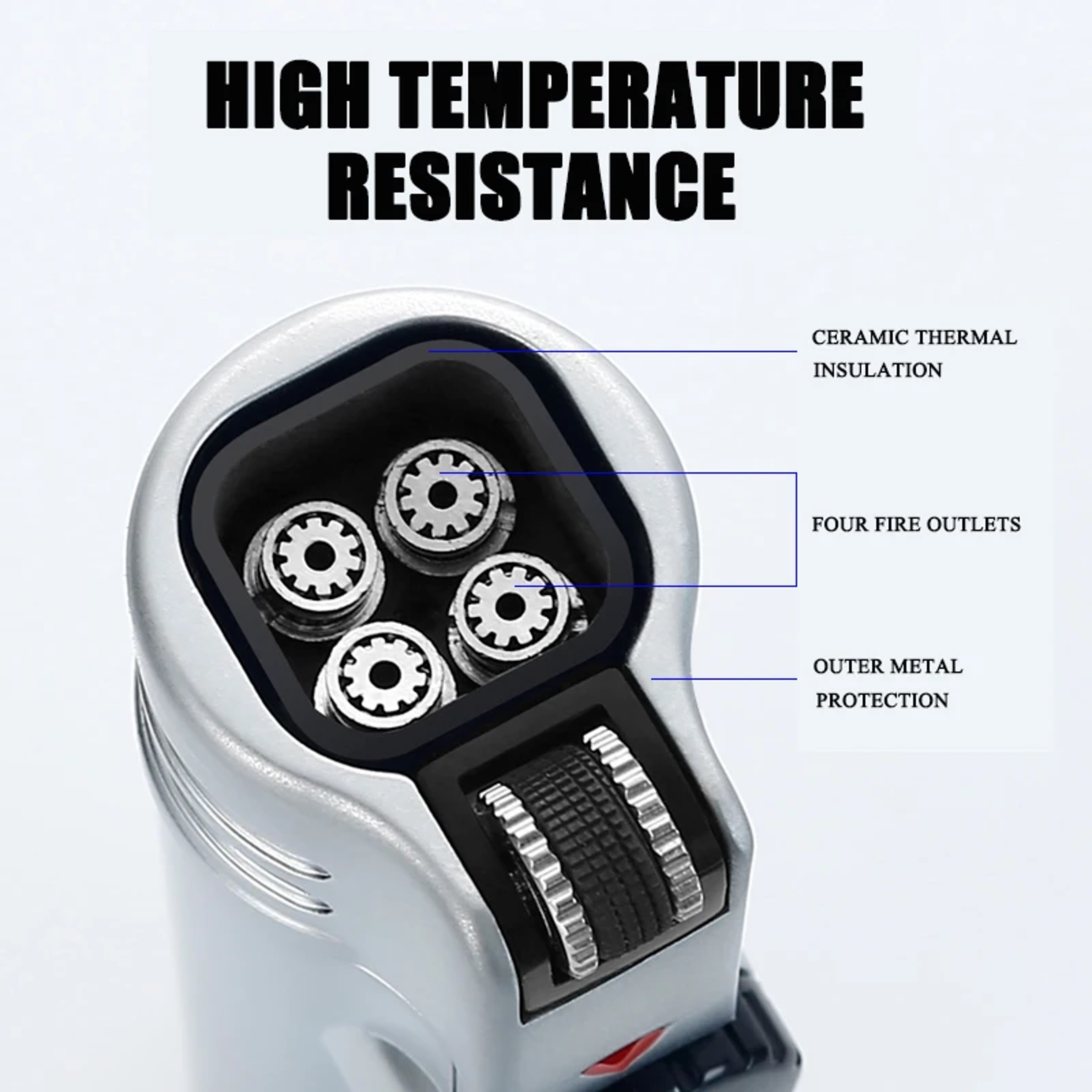 Windproof Torch Jet Cigar Lighter Inflatable Metal Butane Flame 2