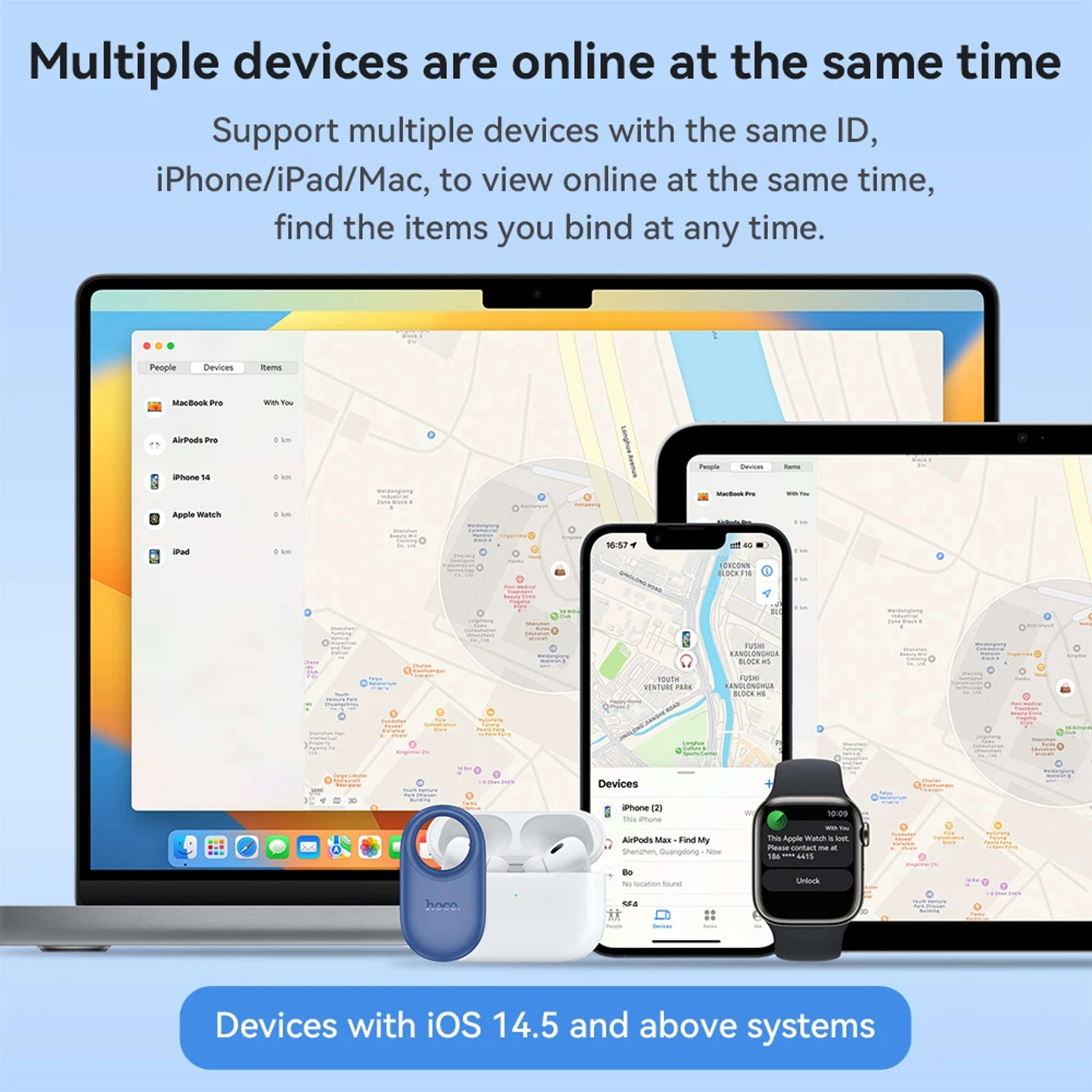 Smart Bluetooth Tracker Tag For Keys Wallet Bags Apple Find My Compatible Item Locator 5