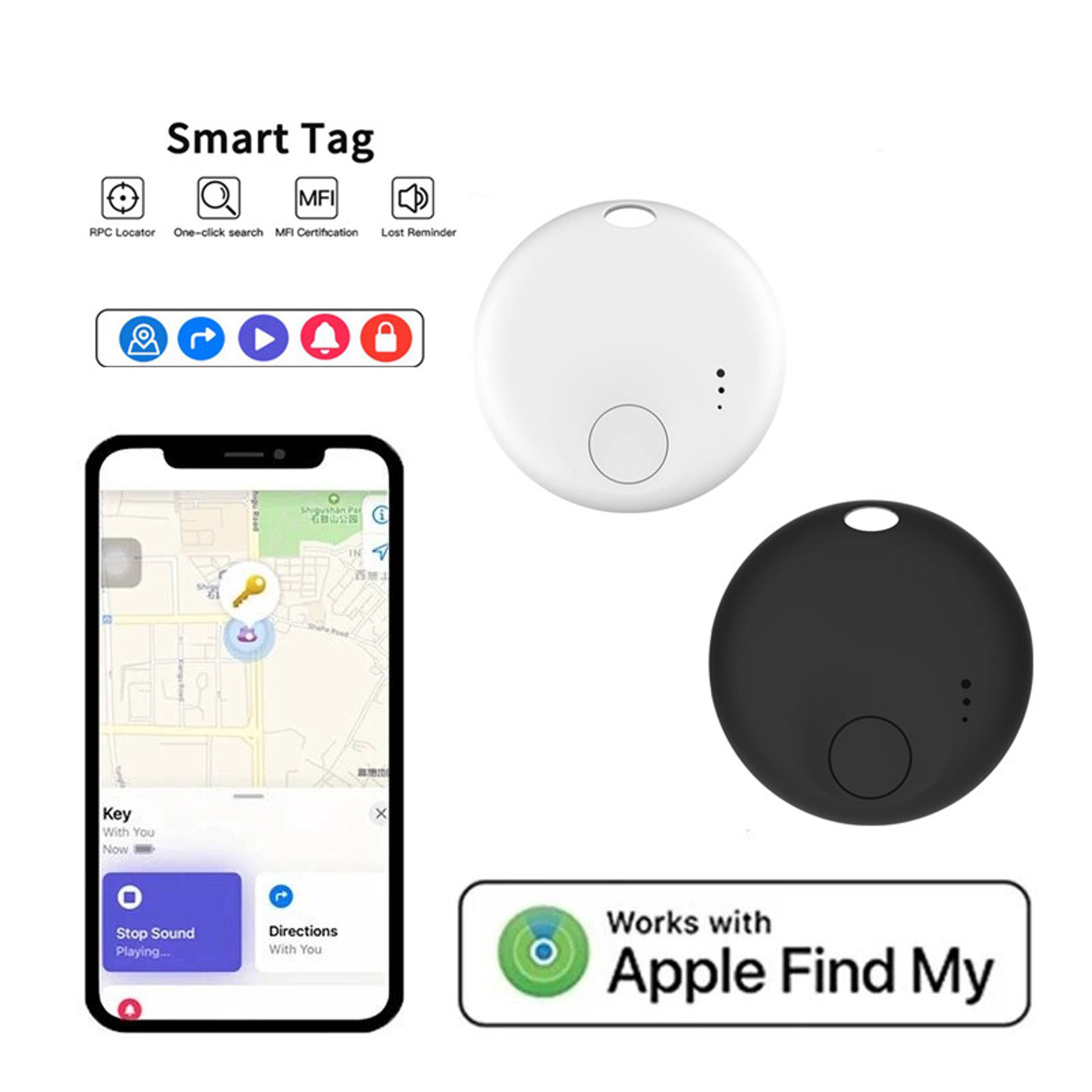 Smart Bluetooth Tracker Tag For IOS Find My Key Finder  Item Locator 0