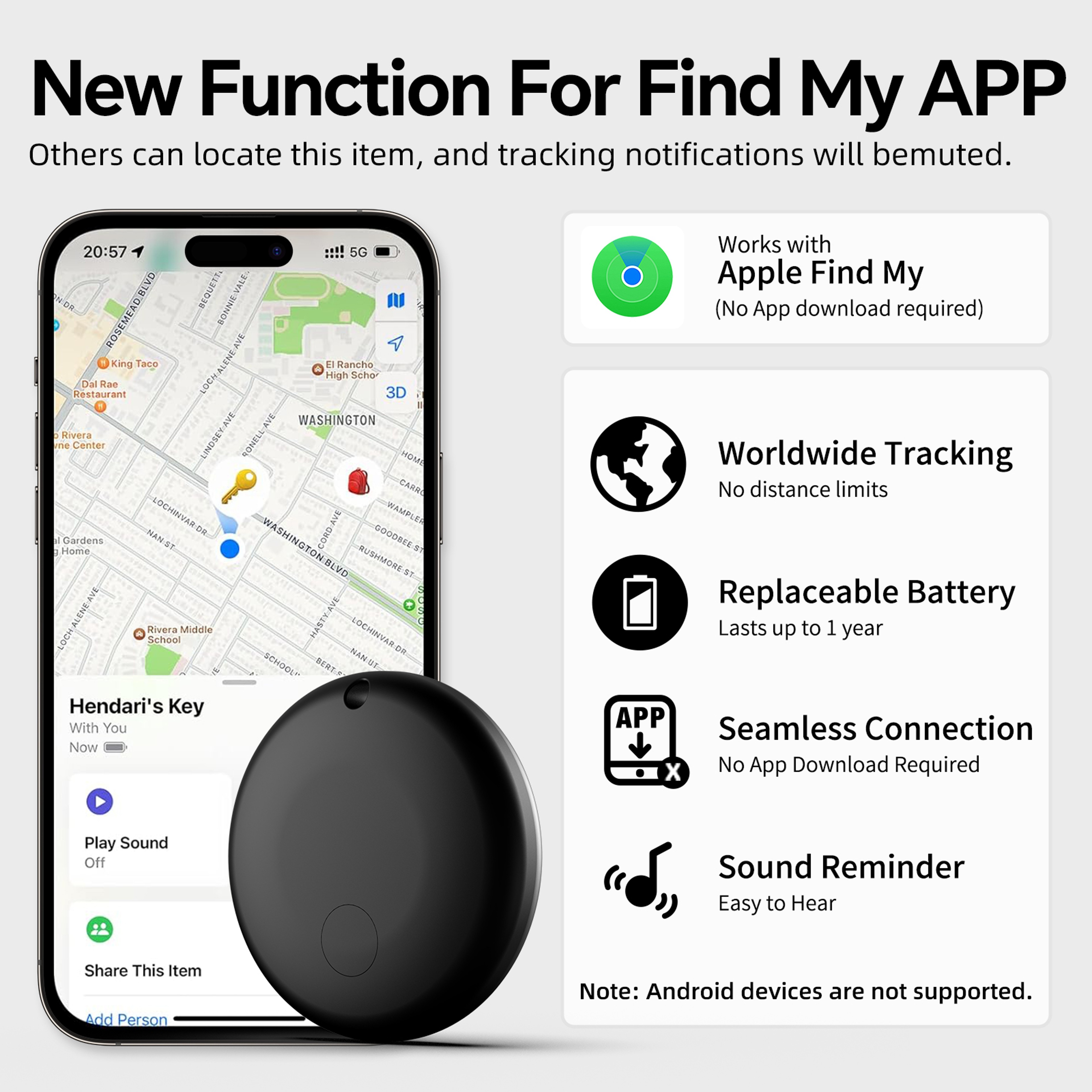 Smart Apple Find My Bluetooth GPS Tracker for Keys Wallet Bike Bag – view 5