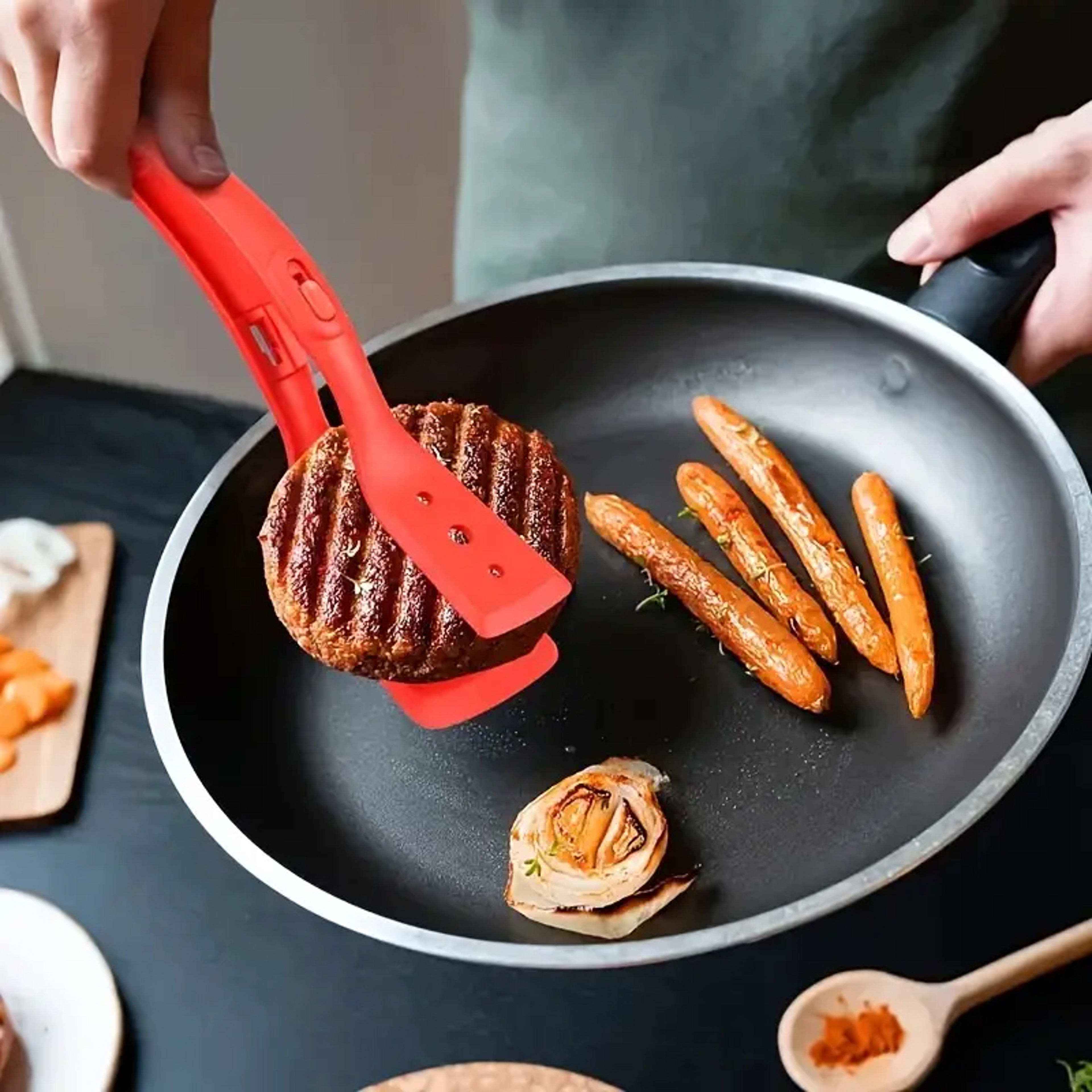 Silicone Kitchen Tongs  Nonstick Spatula Set For BBQ Pancakes  Eggs 1