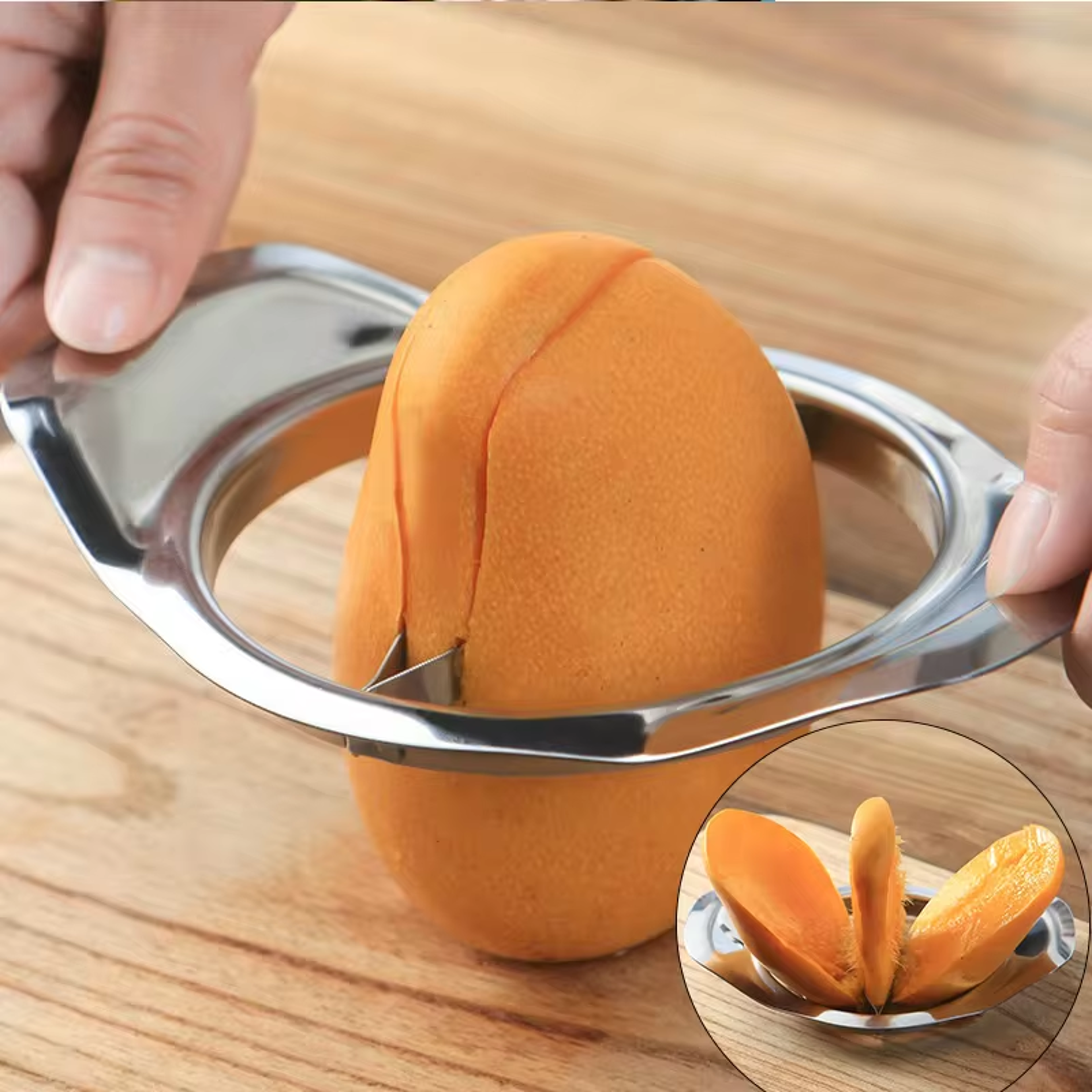 Premium Stainless Steel Mango Slicer  Corer Tool Easy Fruit Cutter And Peeler 0