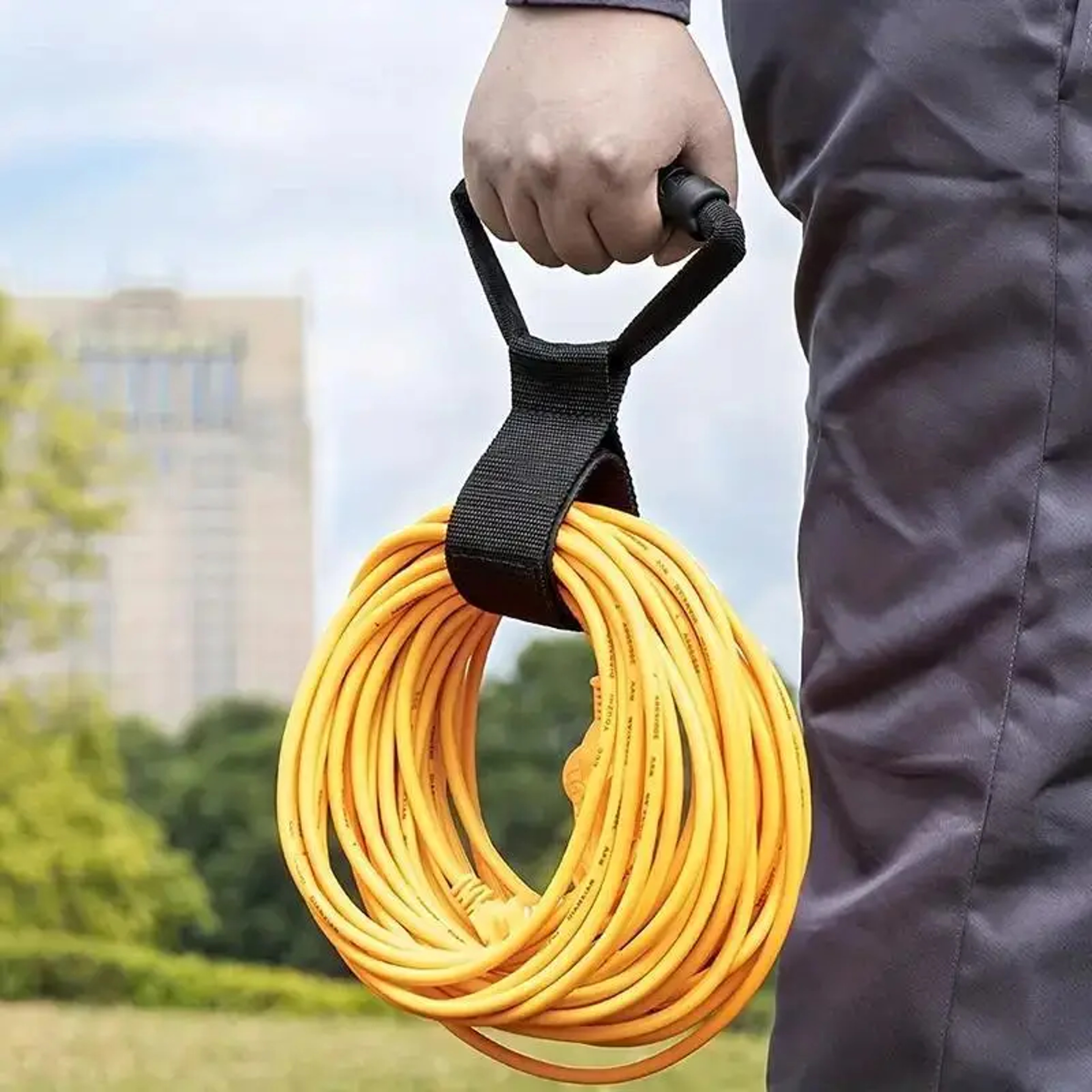 Heavy Duty Extension Cord Organizer Strap With Handle For Garage Cable Storage And RV Gear 1