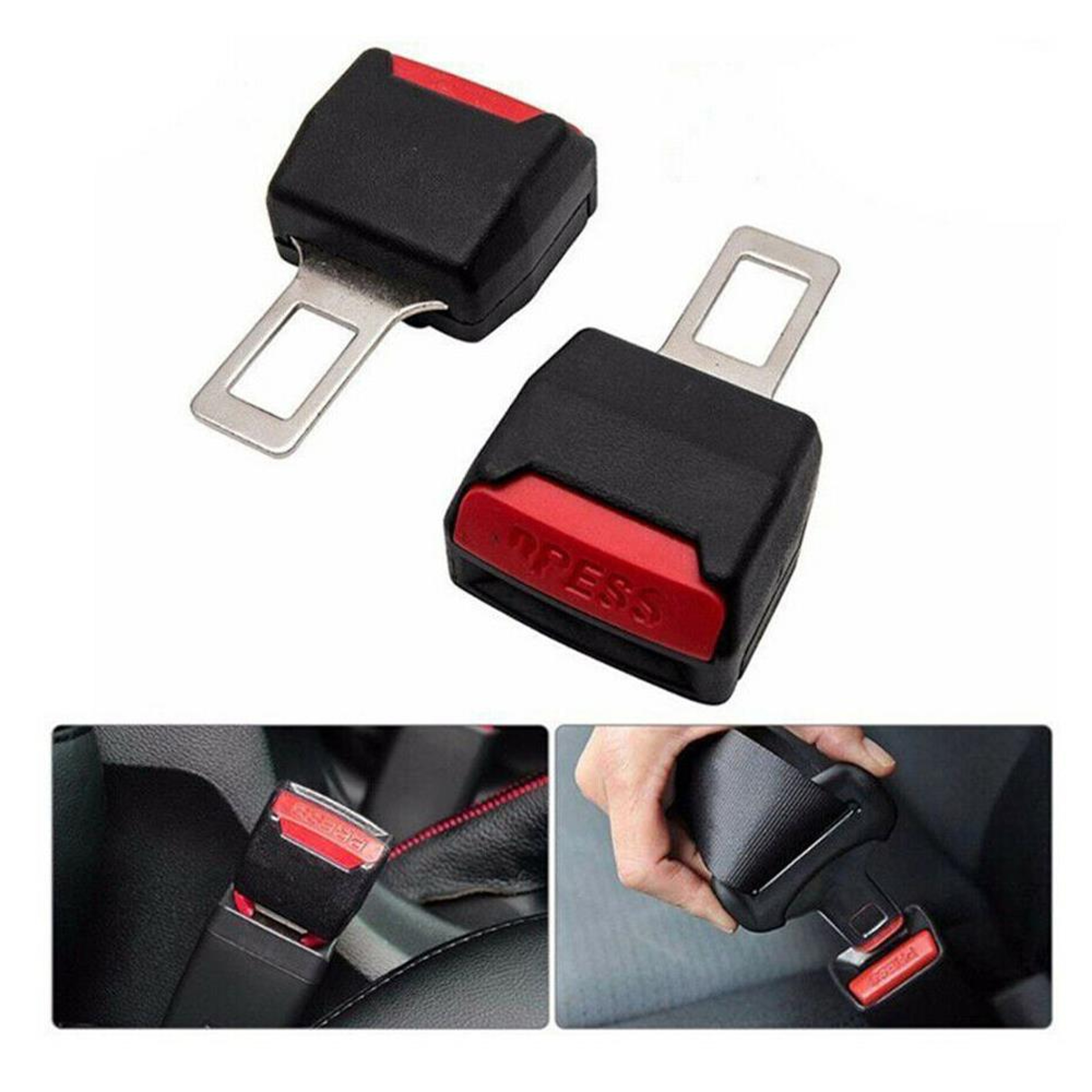 Universal Seat Belt Extender Clip Set For Cars Safe Lock Buckle Plug 4