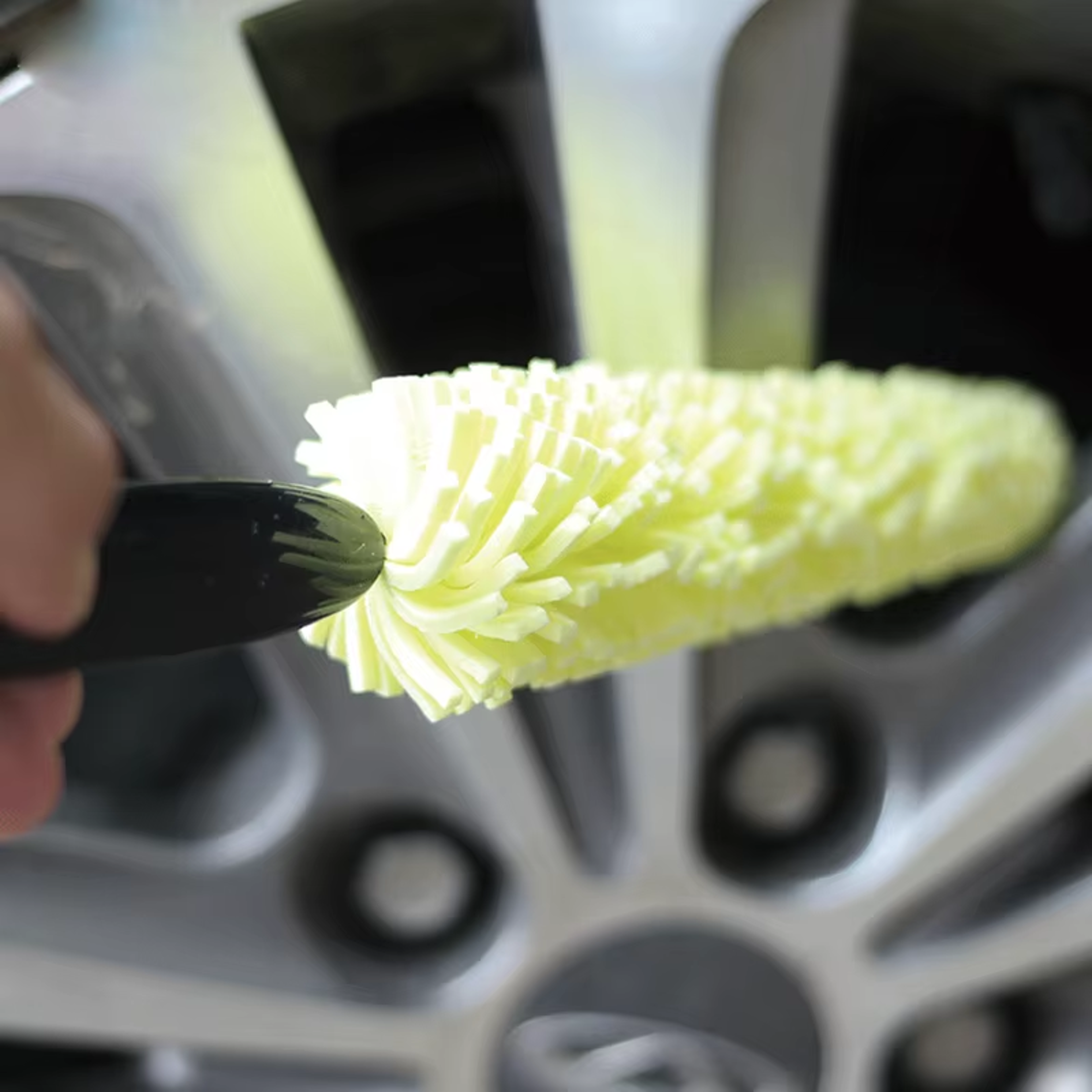 Premium Wheel Cleaning Brush For Rims And Tires Non Slip Handle Car Detailing Tool 2