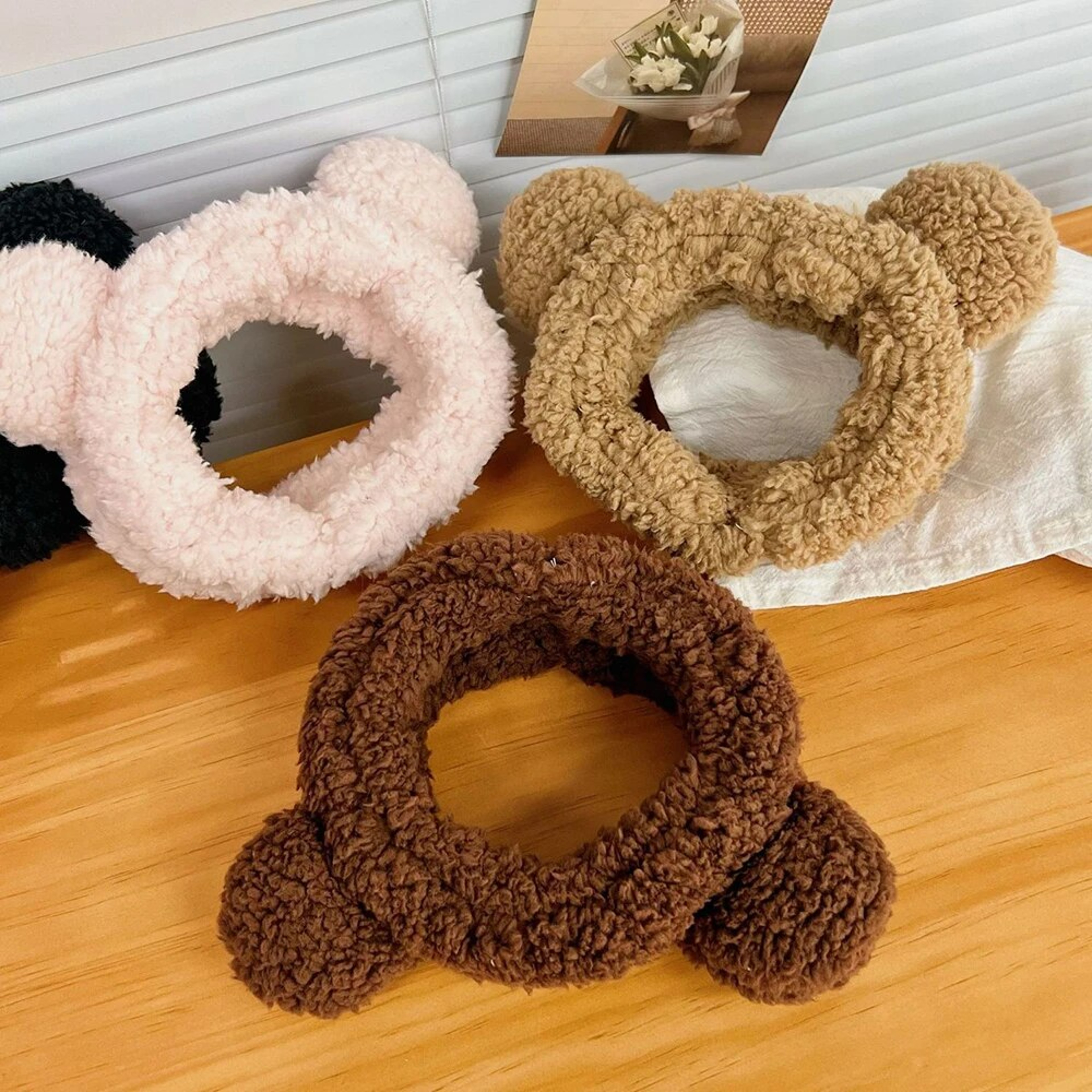 Cute Bear Spa Headband Plush Anti Slip Makeup Hair Band For Skincare Routine 5