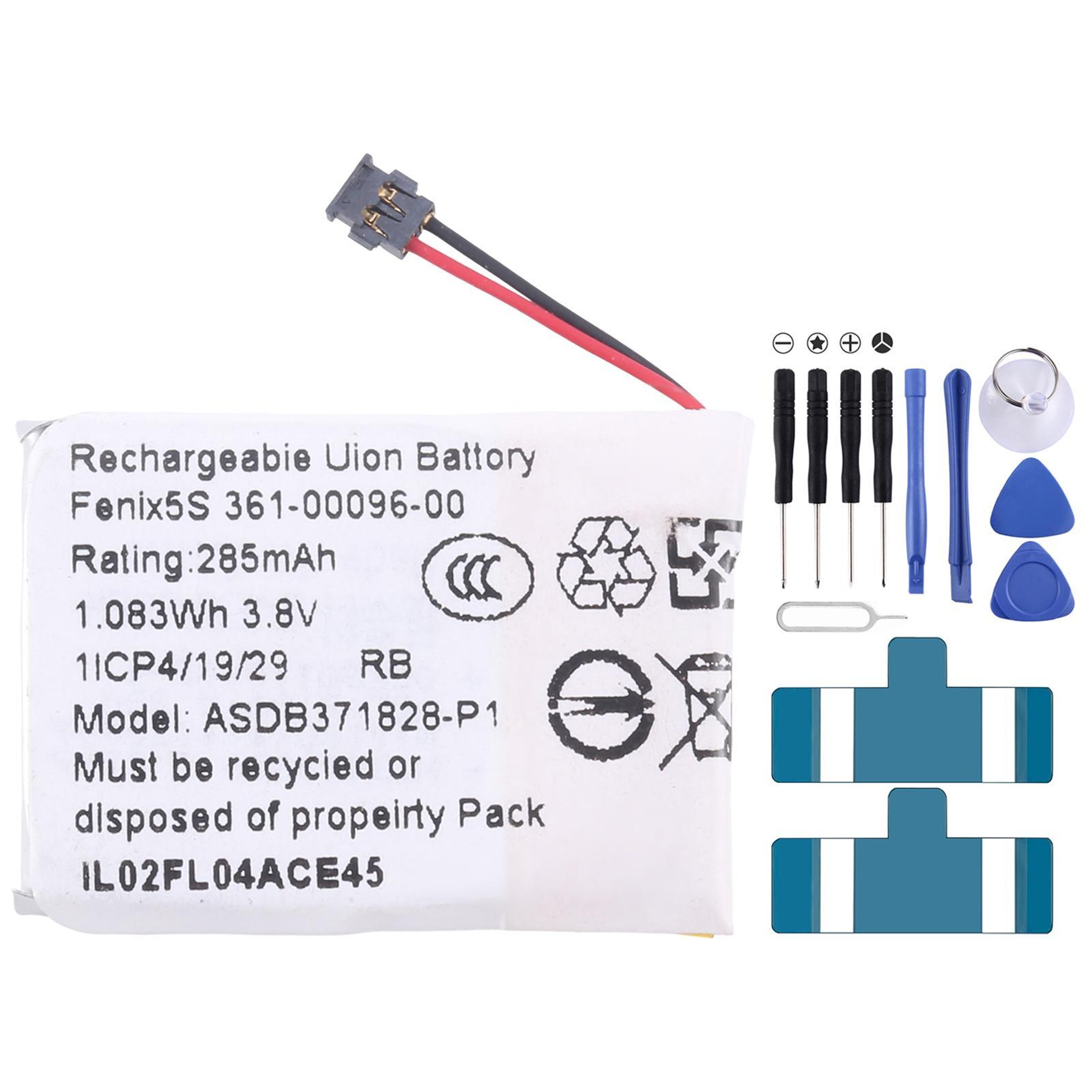 Garmin Fenix 5S Battery Replacement 285mAh For Fenix 5S Plus Smartwatch 0
