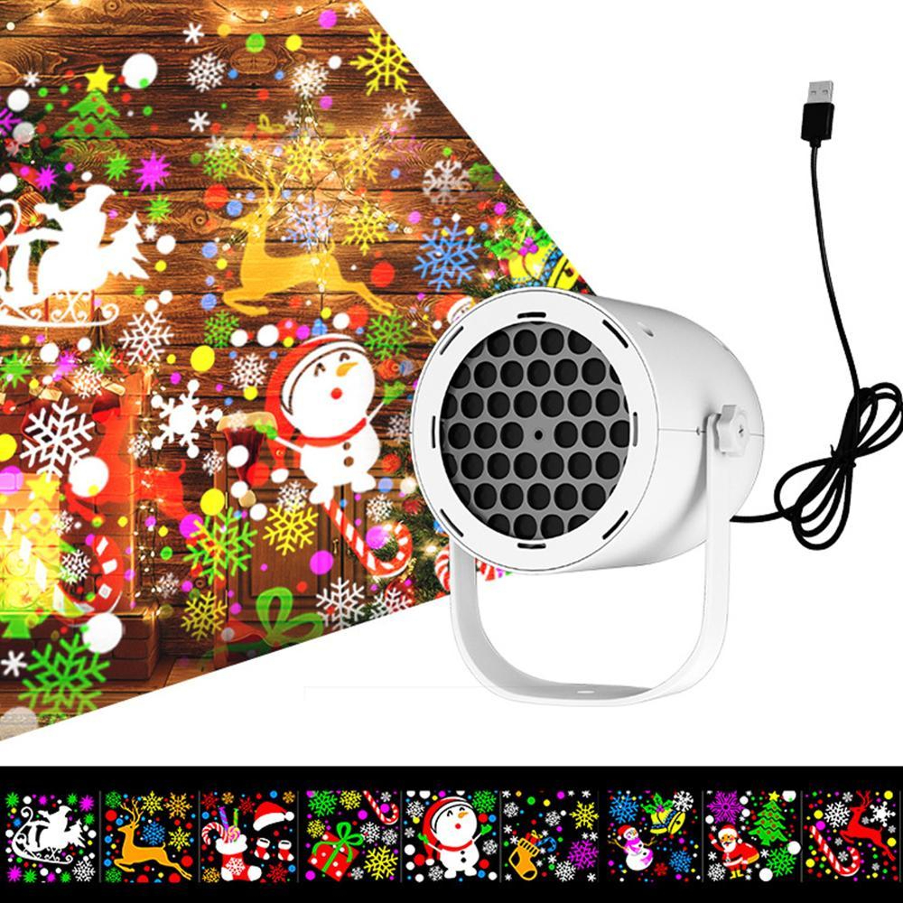 Christmas Projection Lamp With Rotating Patterns Portable Holiday Projection Light 2