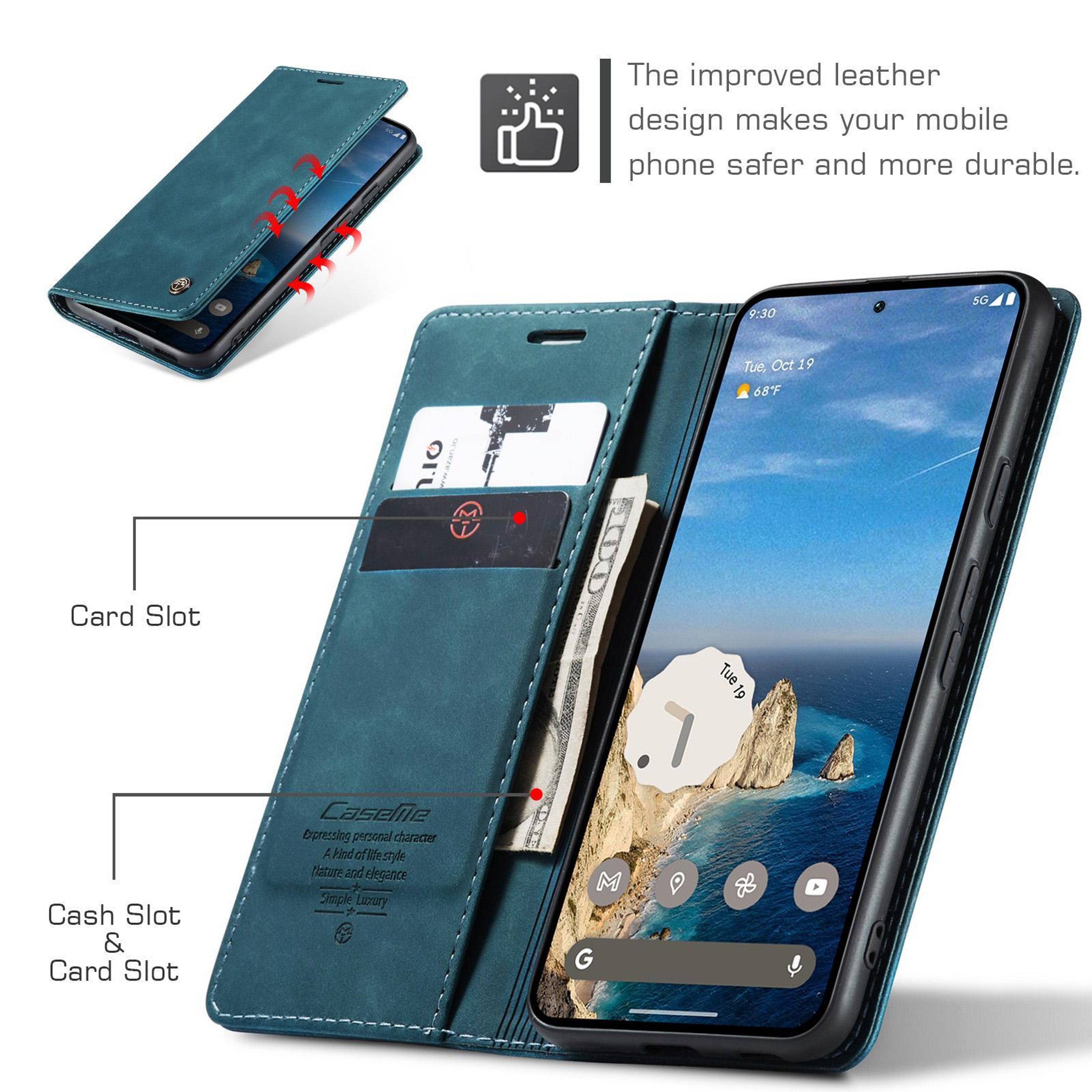 Google Pixel 9a Wallet Flip Case Leather Stand Cover With Card Holder Shockproof Protection 2