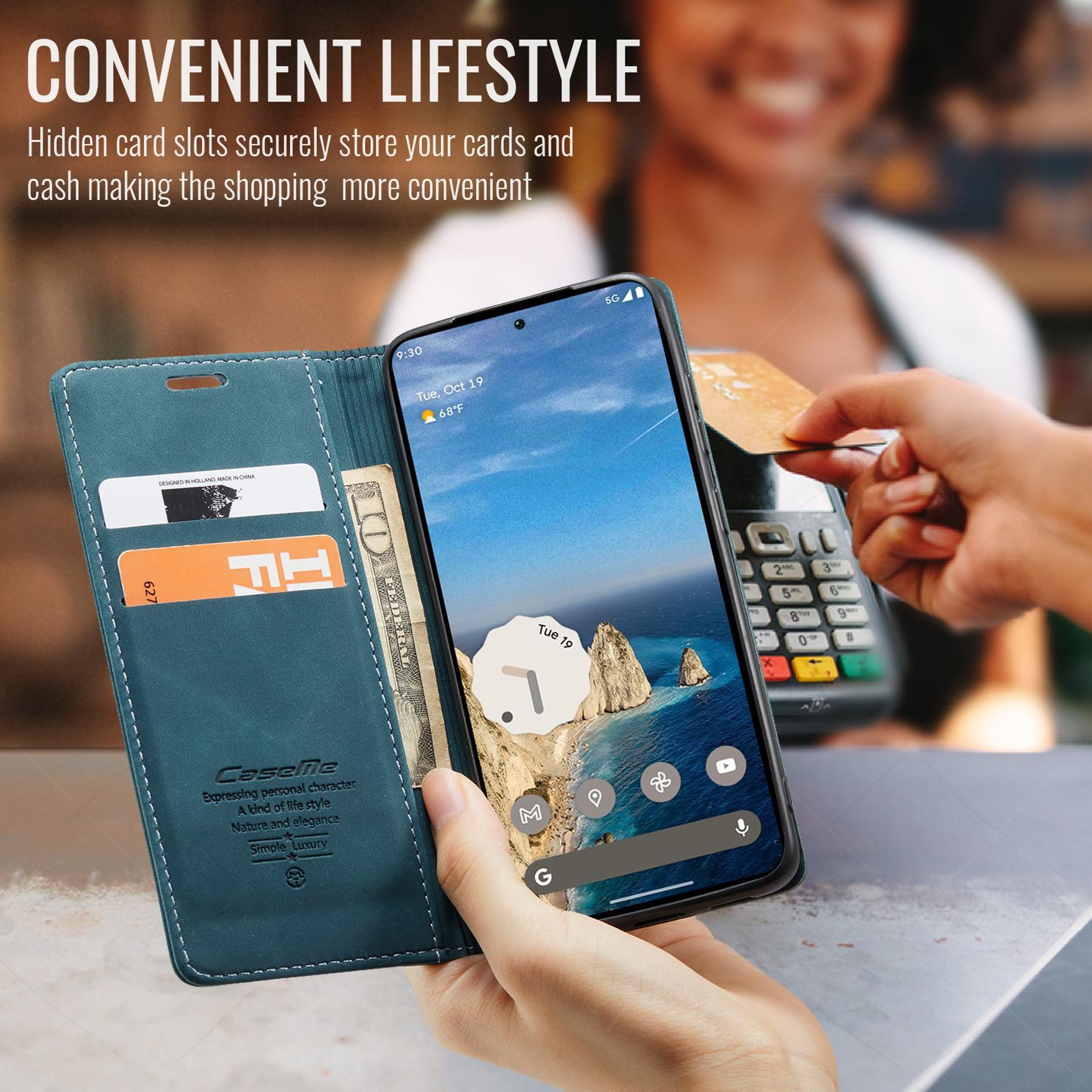 Google Pixel 9a Wallet Flip Case Leather Stand Cover With Card Holder Shockproof Protection 6