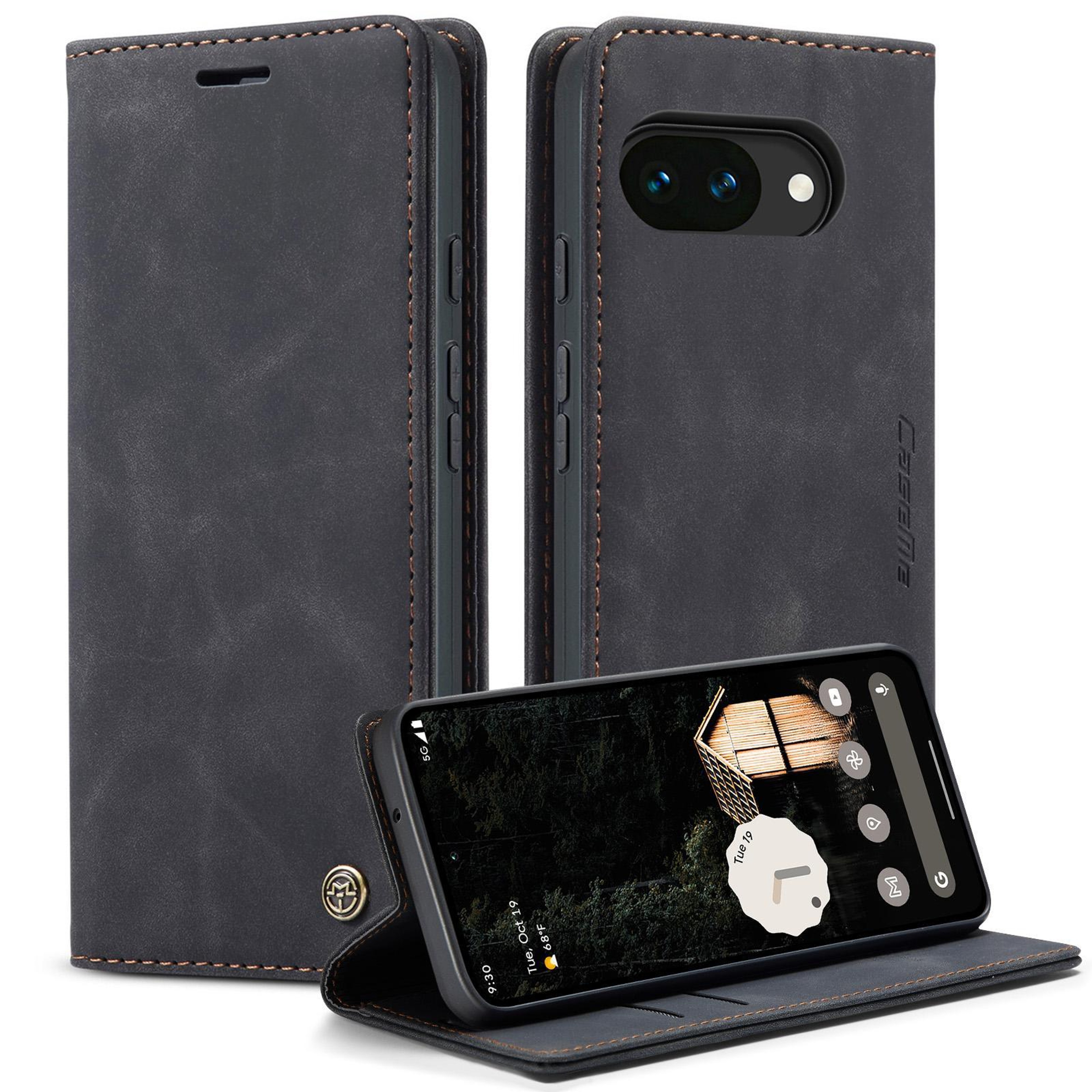 Google Pixel 9a Wallet Flip Case Leather Stand Cover With Card Holder Shockproof Protection 4