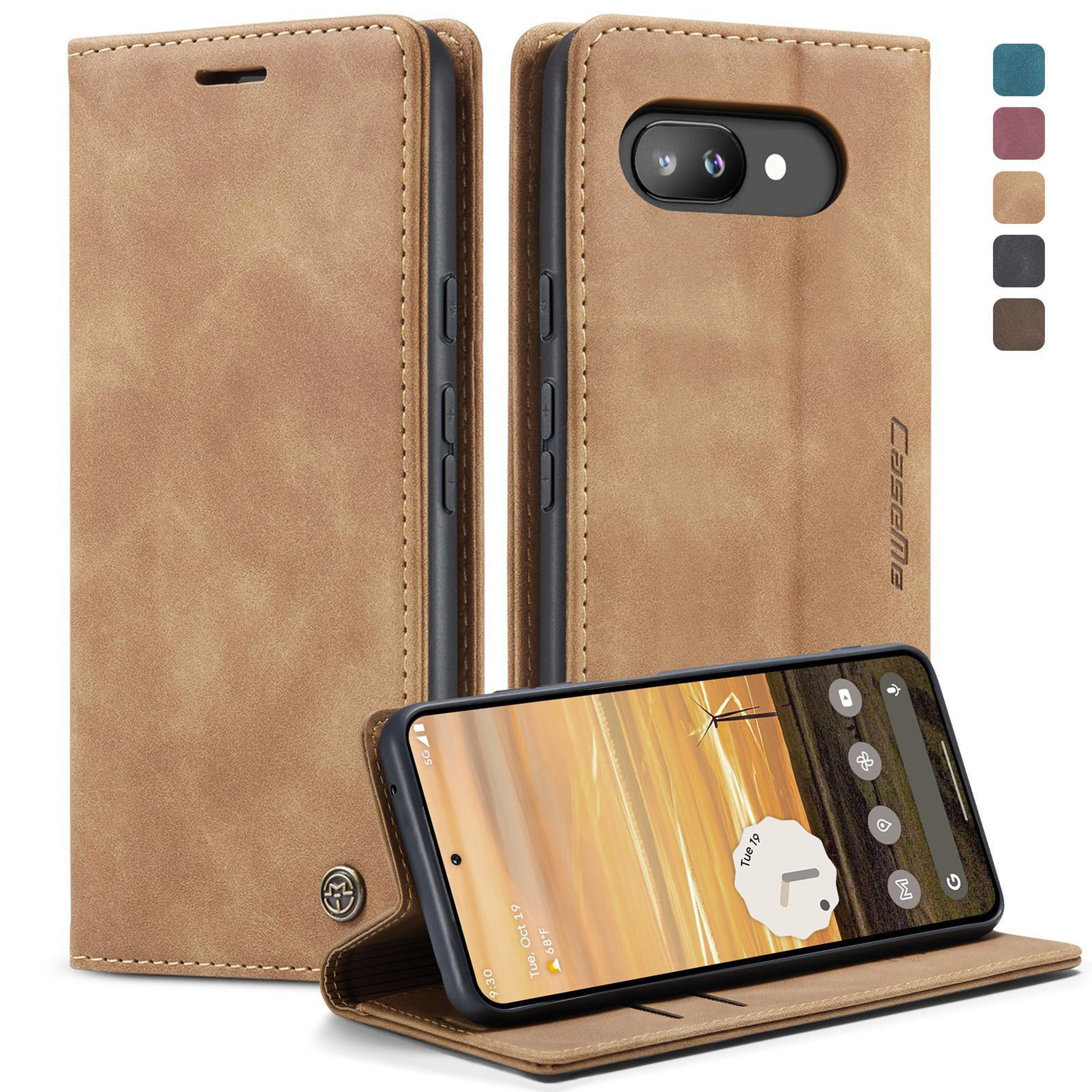 Google Pixel 9a Wallet Flip Case Leather Stand Cover With Card Holder Shockproof Protection 10