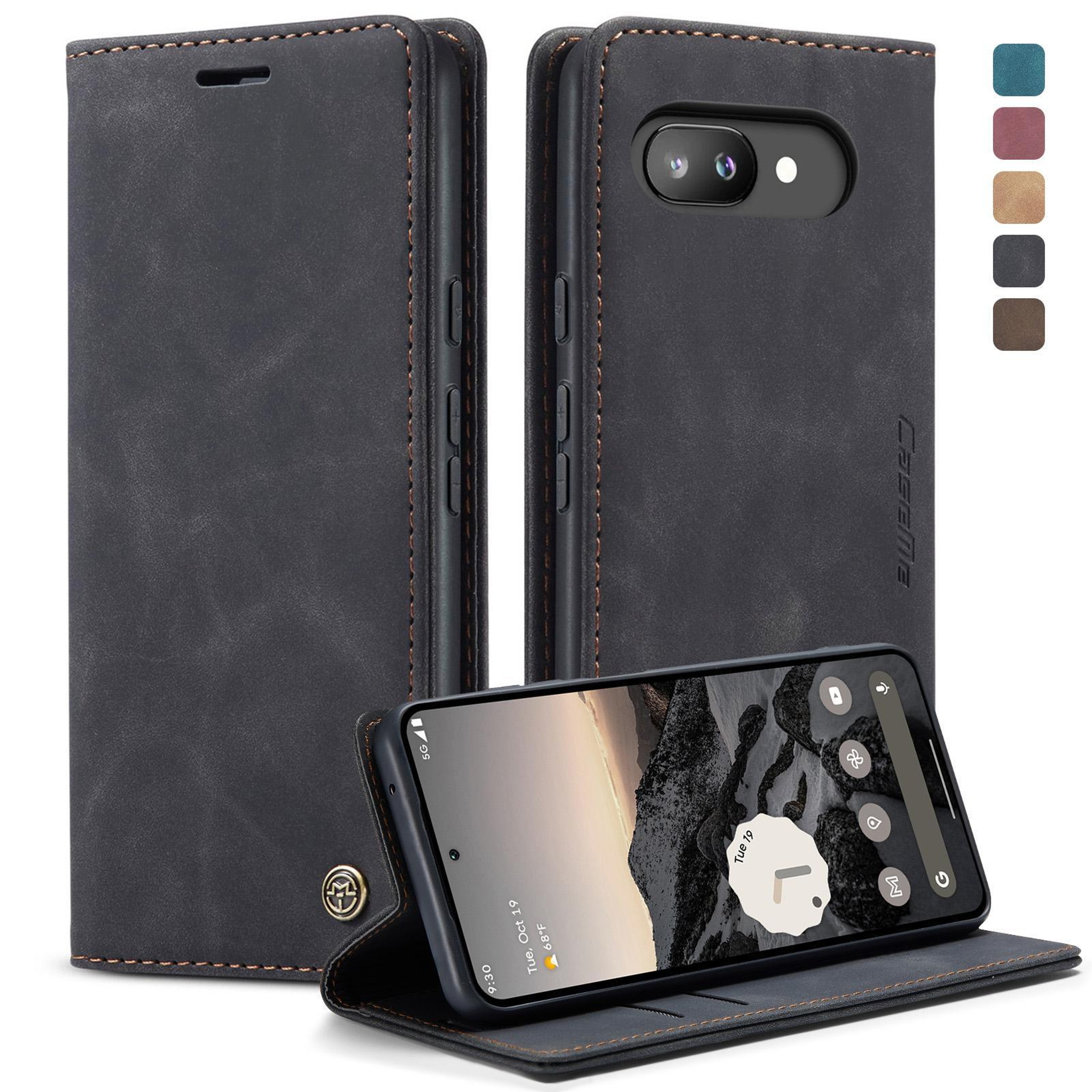 Google Pixel 9a Wallet Flip Case Leather Stand Cover With Card Holder Shockproof Protection 12