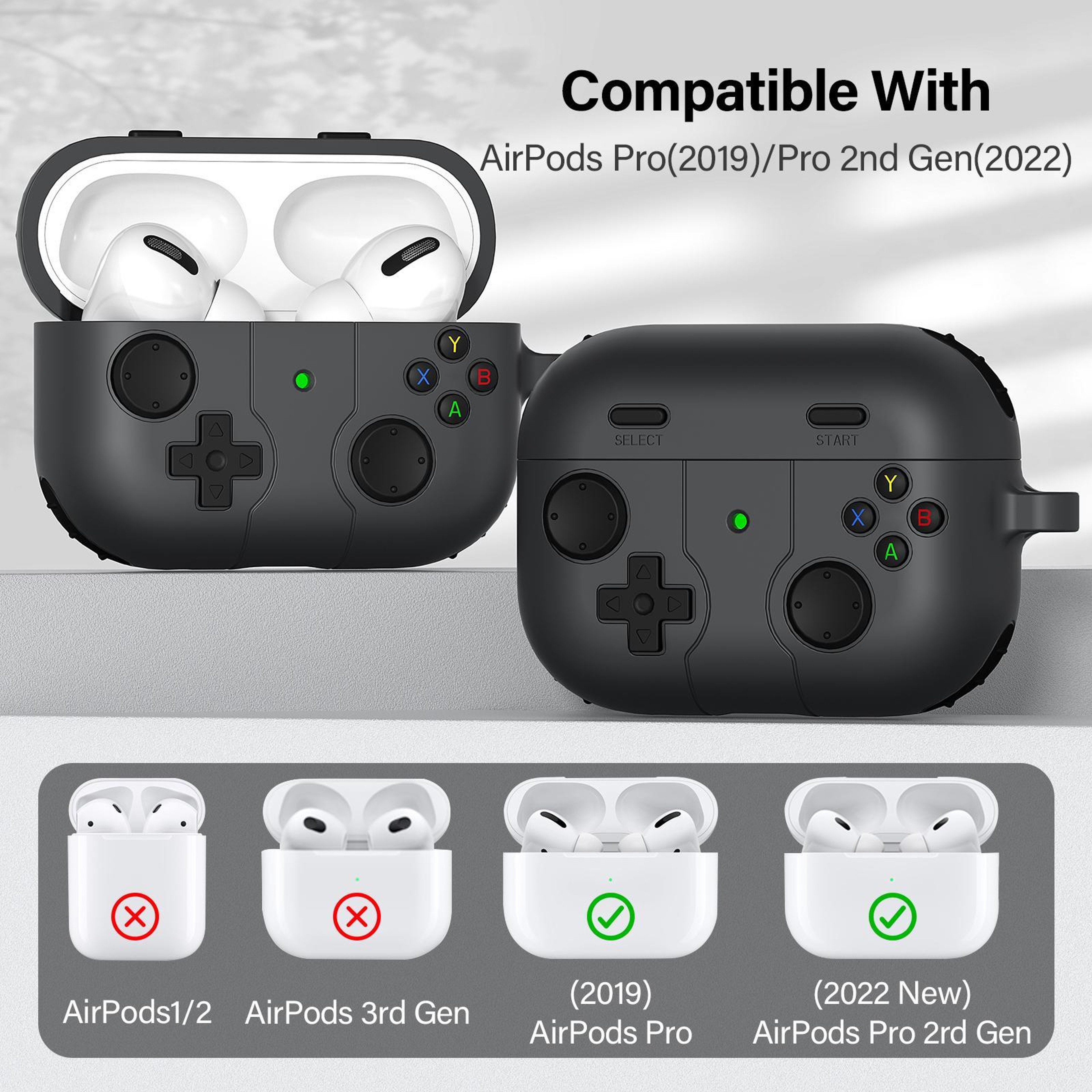 AirPods Pro Game Console Silicone Case With Carabiner Shockproof Protective Cover 5