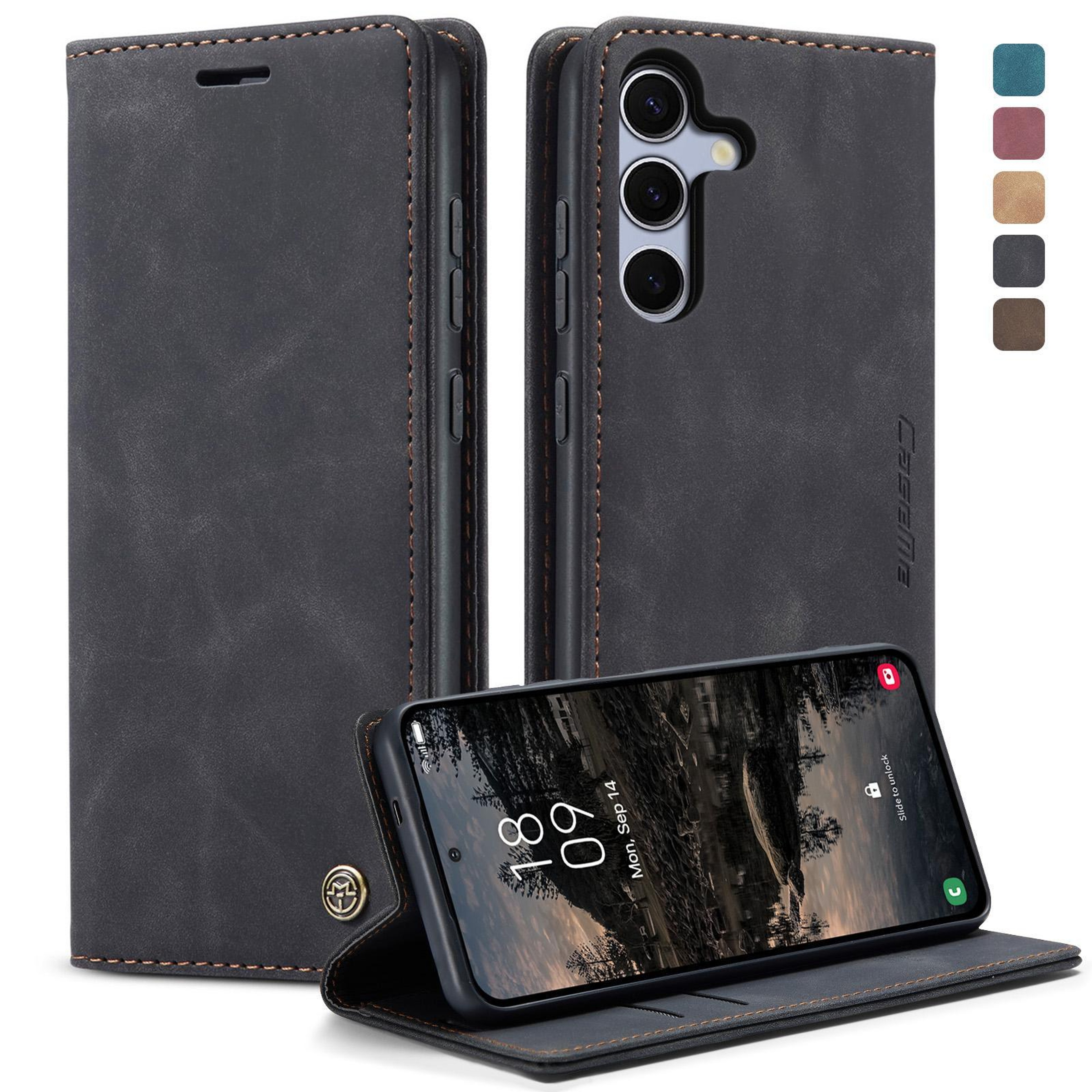 Samsung Galaxy Wallet Flip Case Leather Stand Cover With Card Slots Shockproof Protection 0