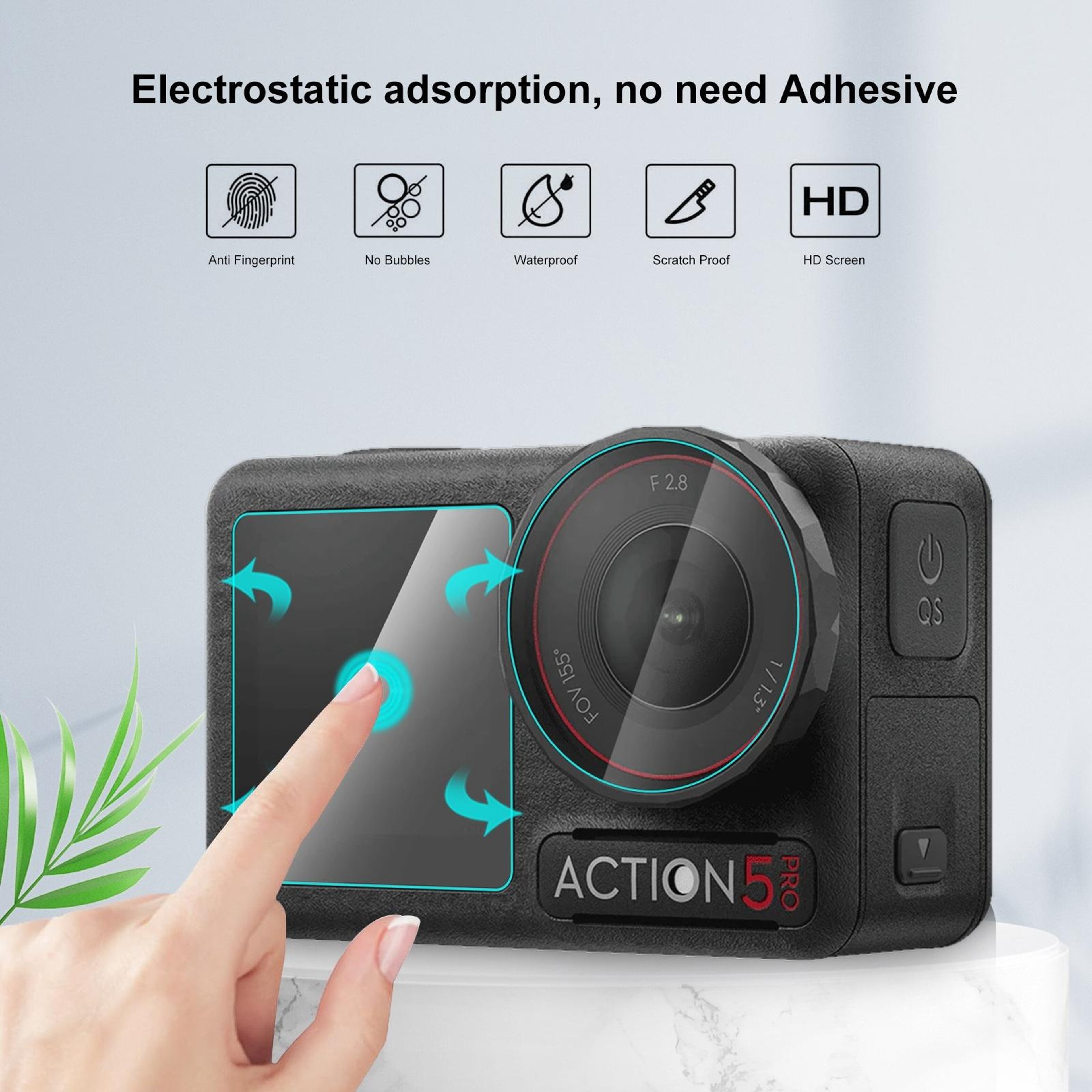 DJI Osmo Action 5 Pro Screen Protector 3-in-1 Tempered Glass Lens & Display Guard – view 4