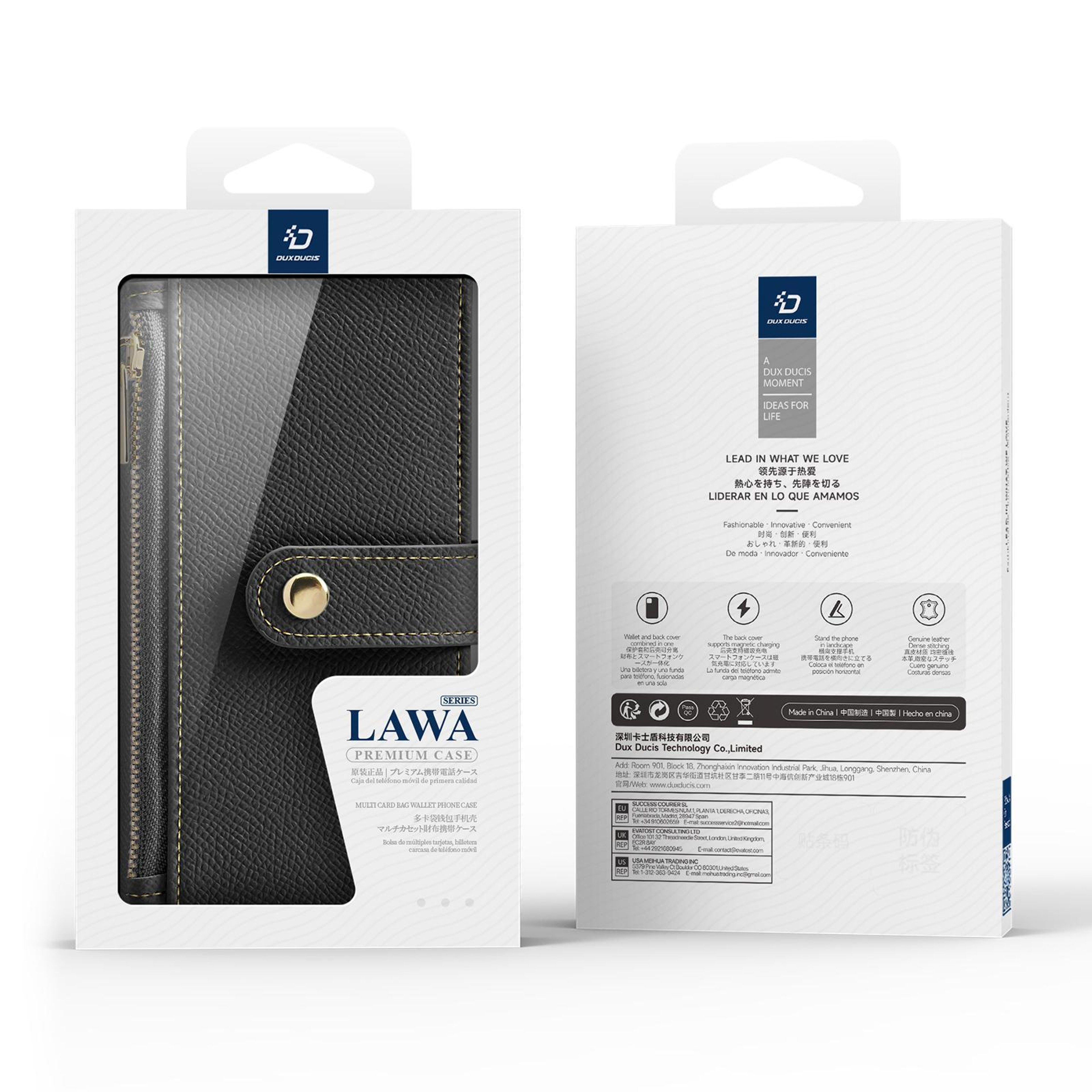 For IPhone Lawa Series 2 In 1 Wallet Zipper Detachable MagSafe Phone Case With Lanyard 7