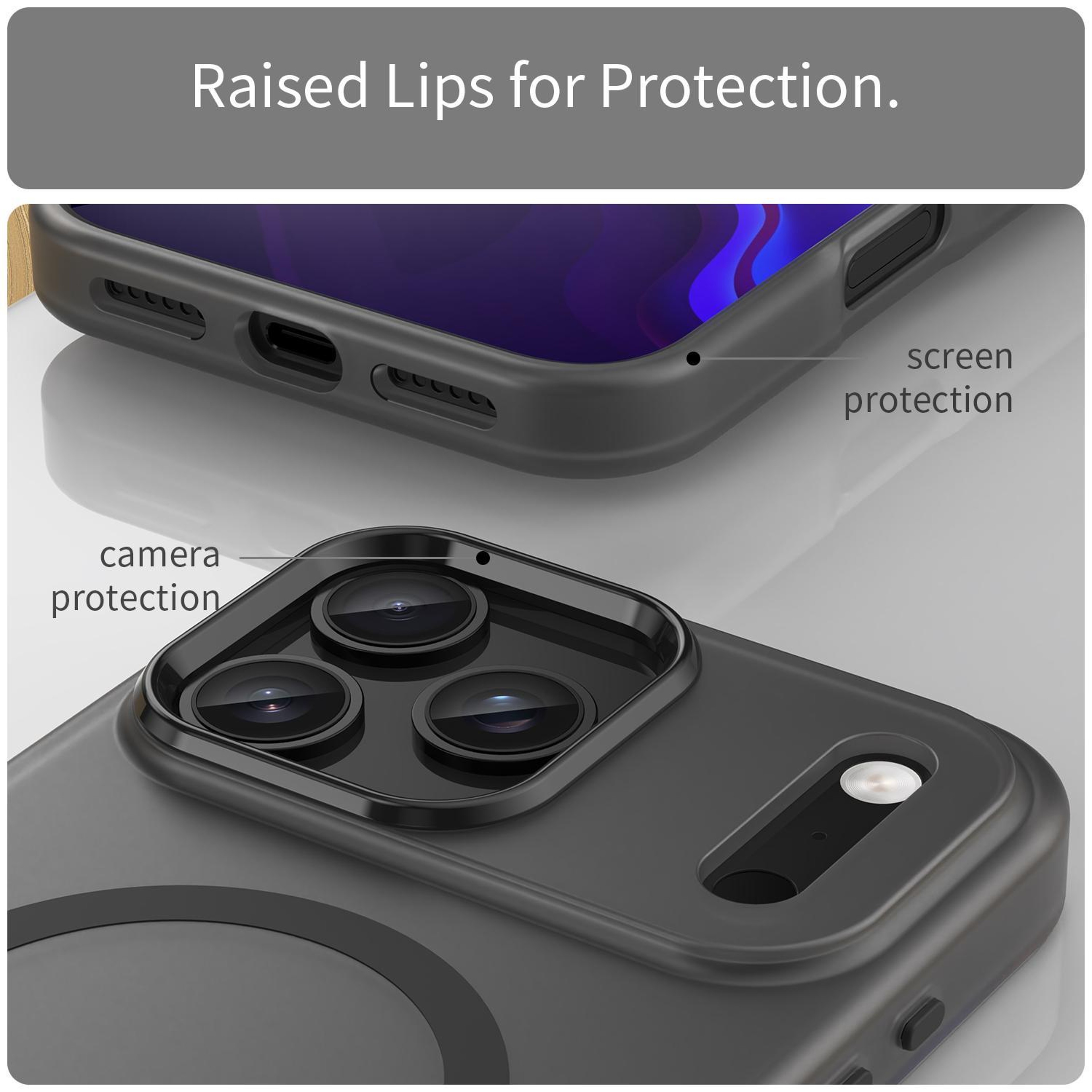 For IPhone MagSafe Frosted Translucent TPU  PC Full Coverage Phone Case 4