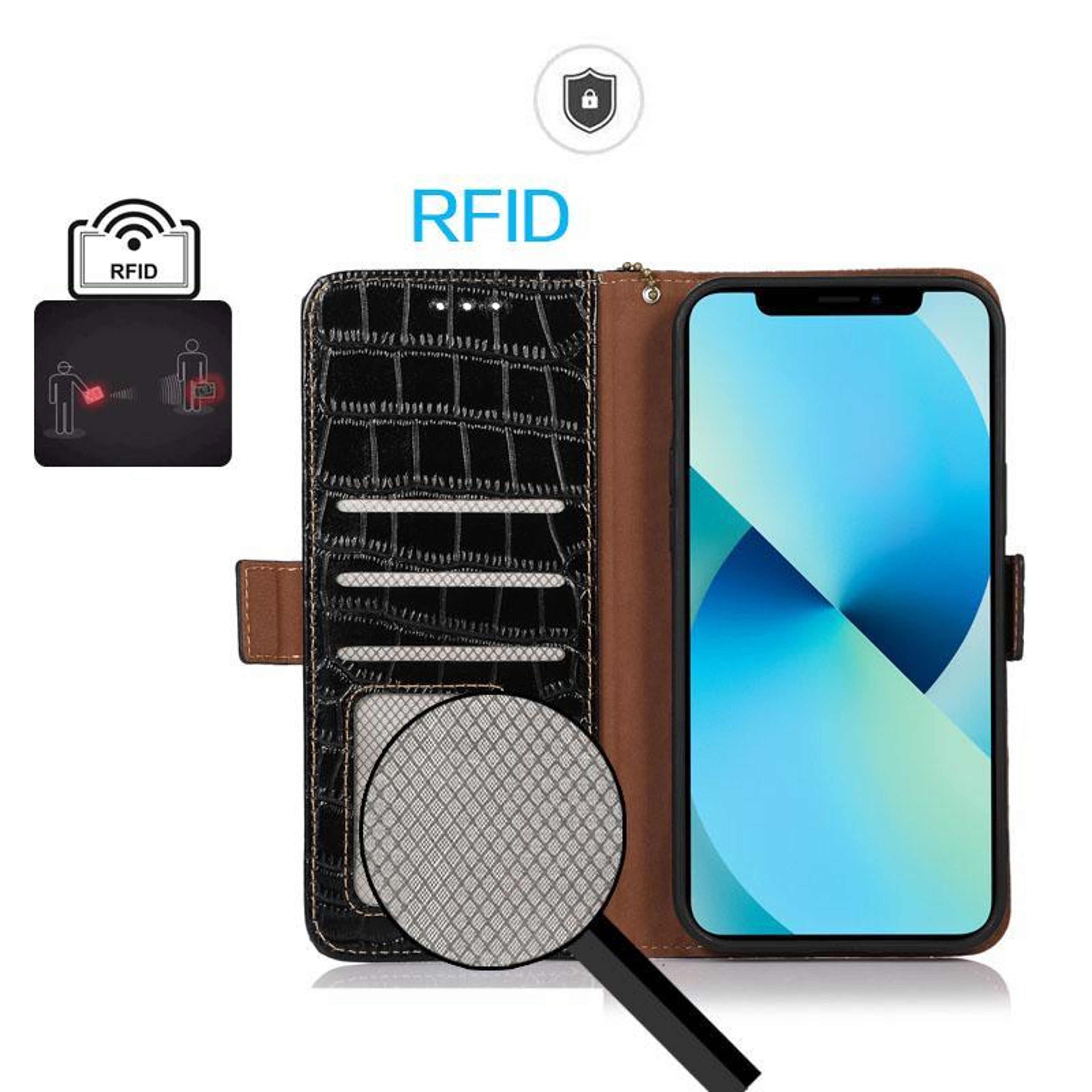 Luxury Crocodile Leather Wallet Case For IPhone 4