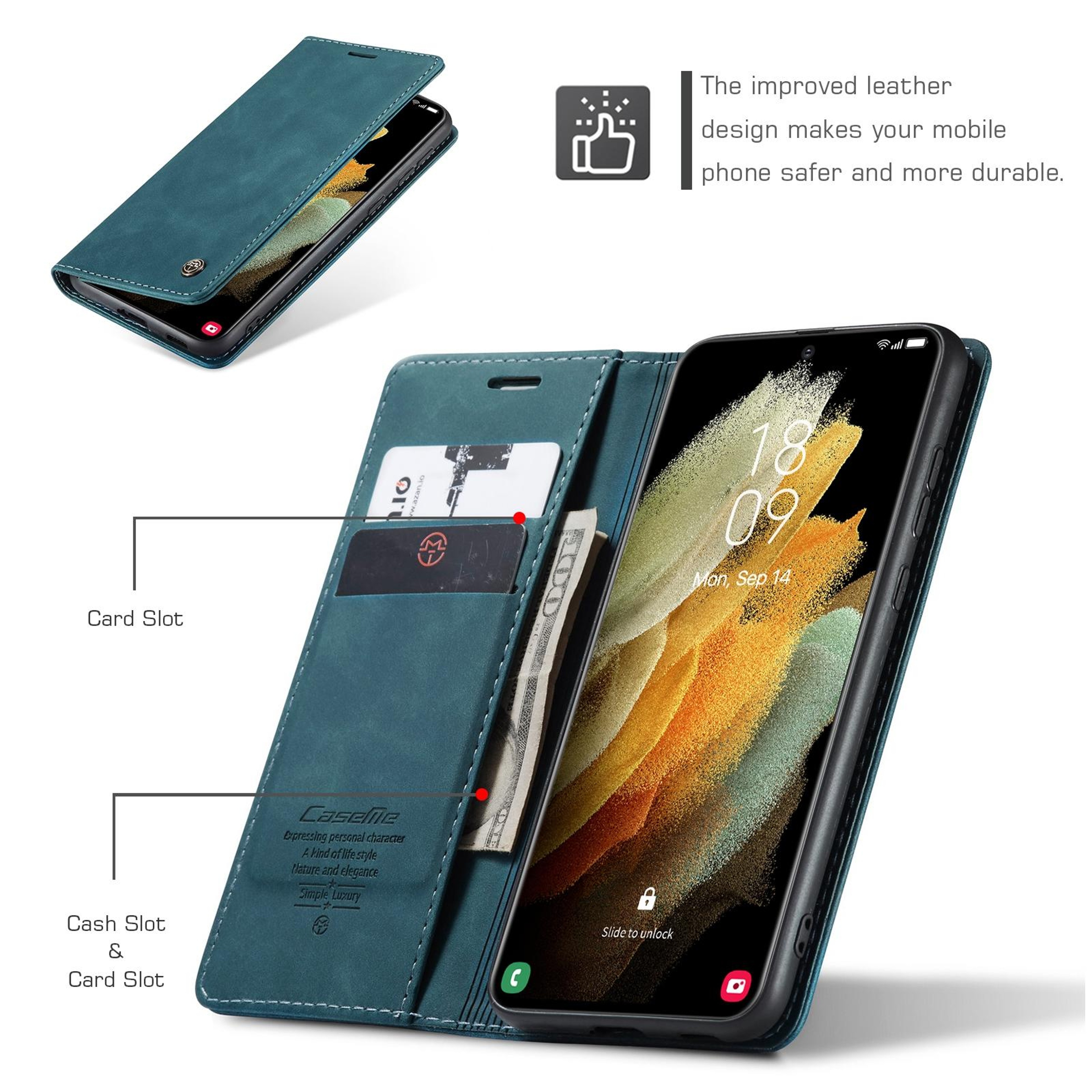 Premium Samsung Galaxy Flip Leather Case With Card Slot  Stand 7