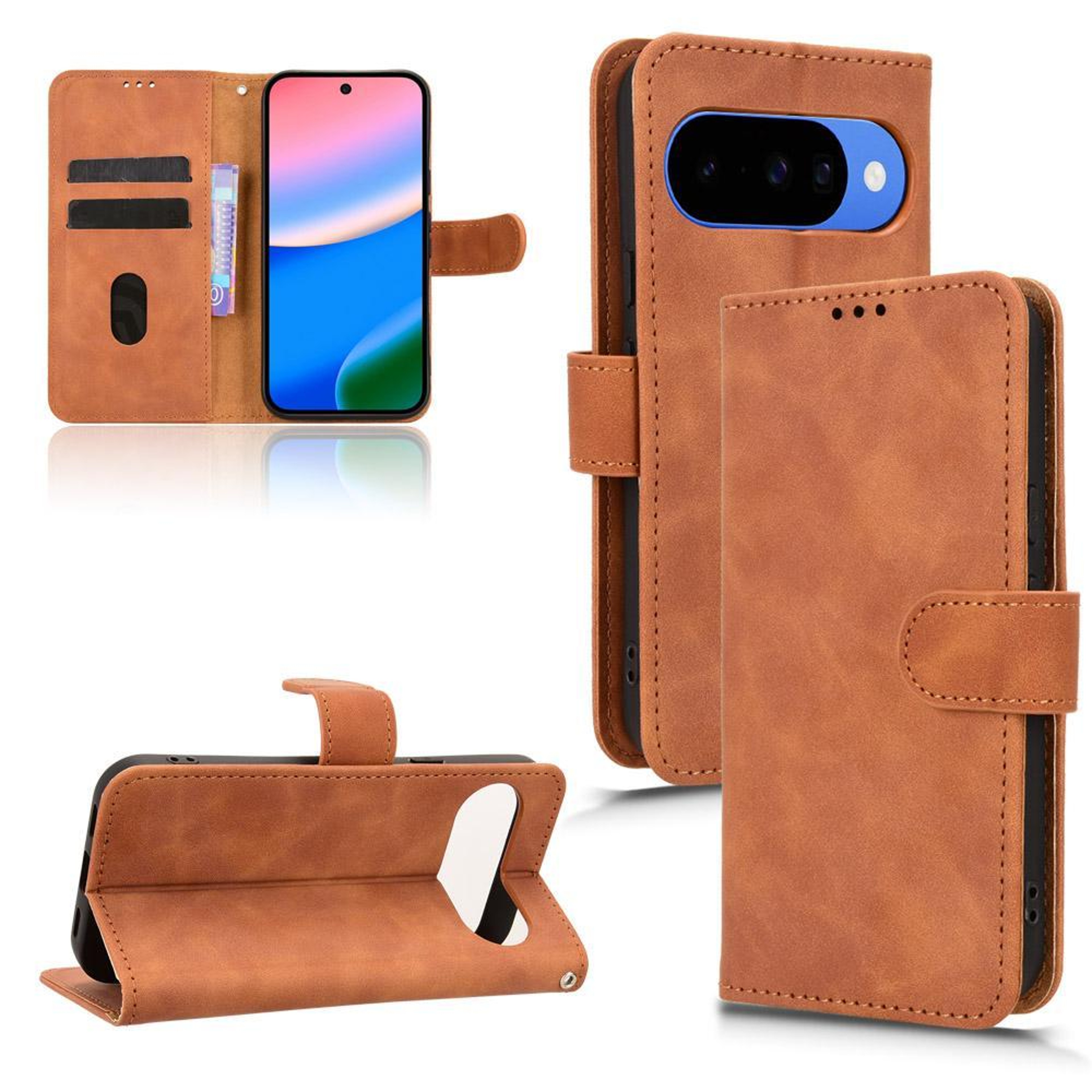 Magnetic Flip Leather Wallet Case for Google Pixel Skin Feel Shockproof Cover – view 11