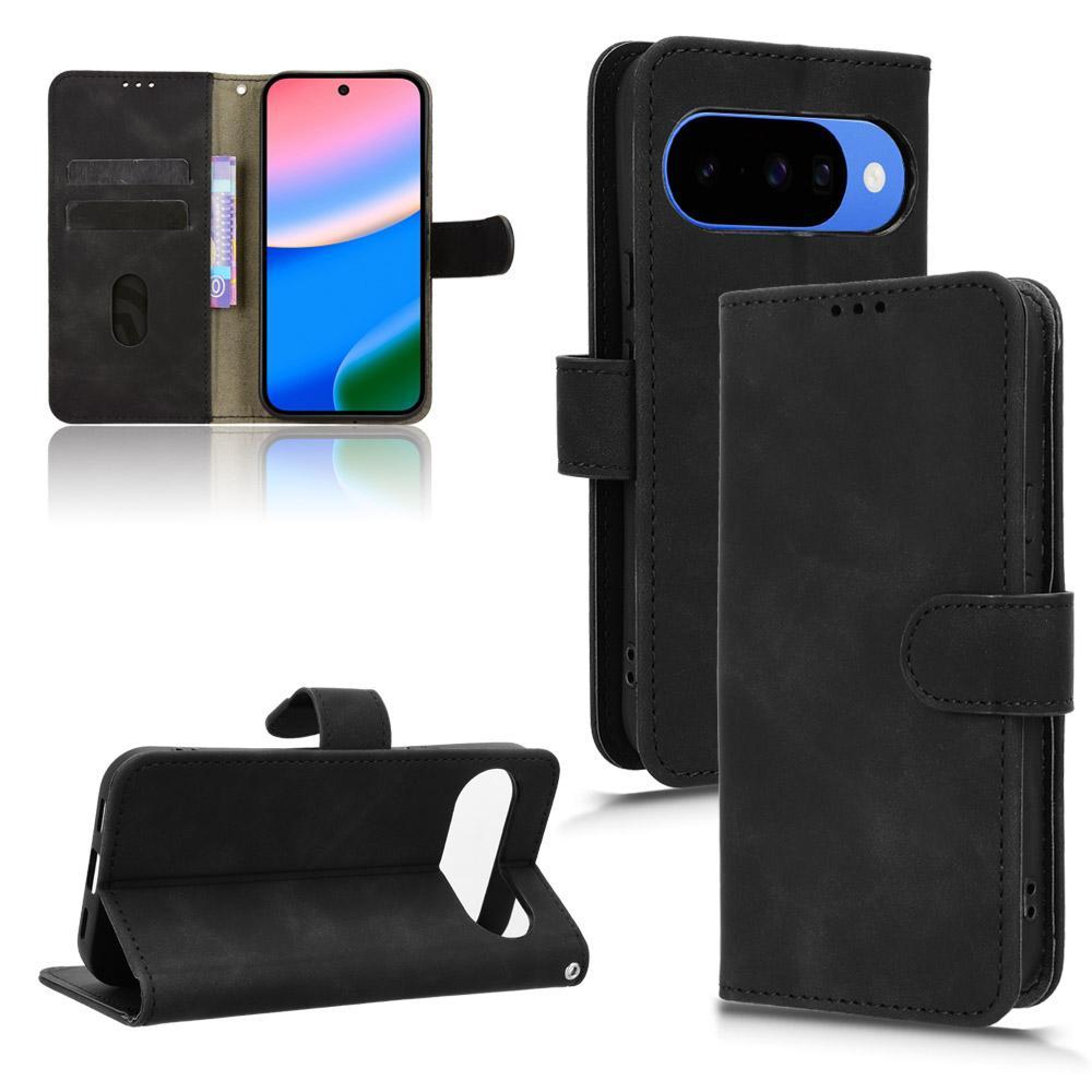 Magnetic Flip Leather Wallet Case for Google Pixel Skin Feel Shockproof Cover – view 12