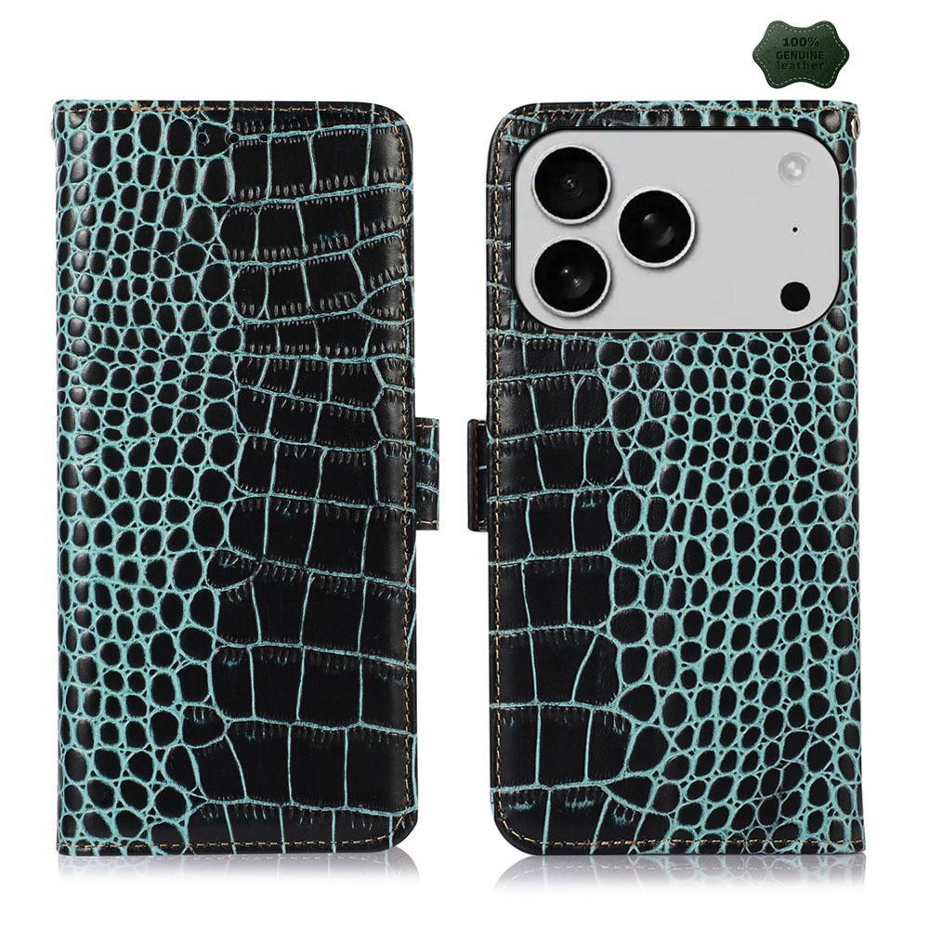 Crocodile Cowhide Leather Wallet Case with Stand for iPhone  RFID Protection – view 14
