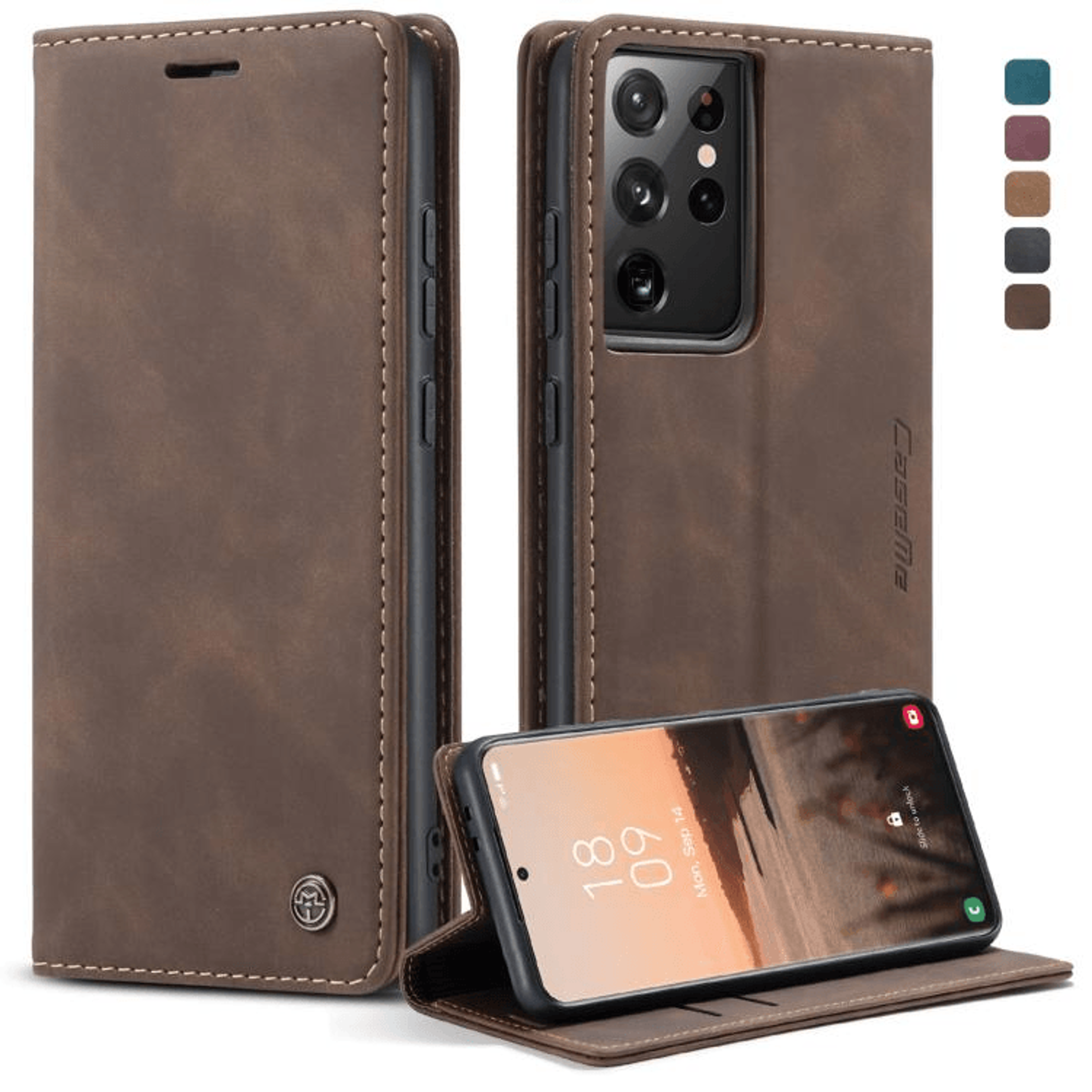 Premium Samsung Galaxy Flip Leather Case With Card Slot  Stand 11
